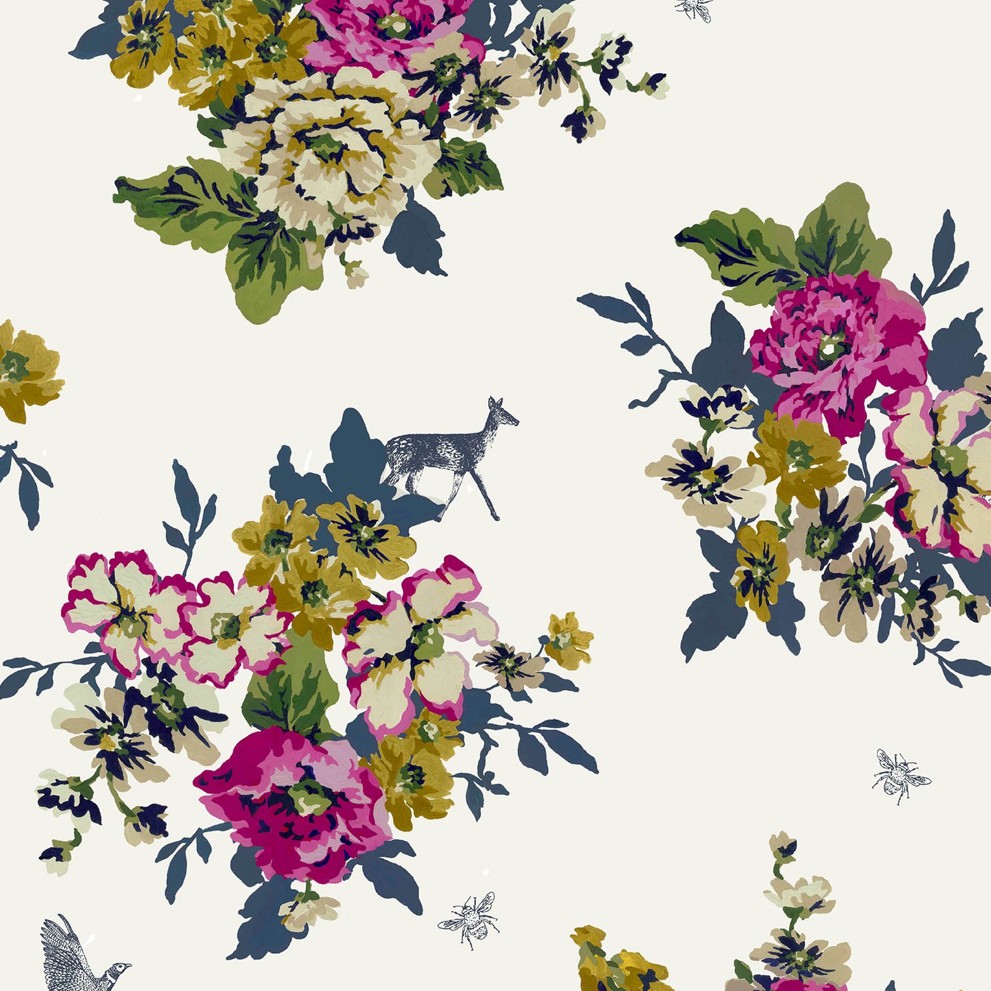 Joules Crème Cambridge floral Smooth Wallpaper Sample