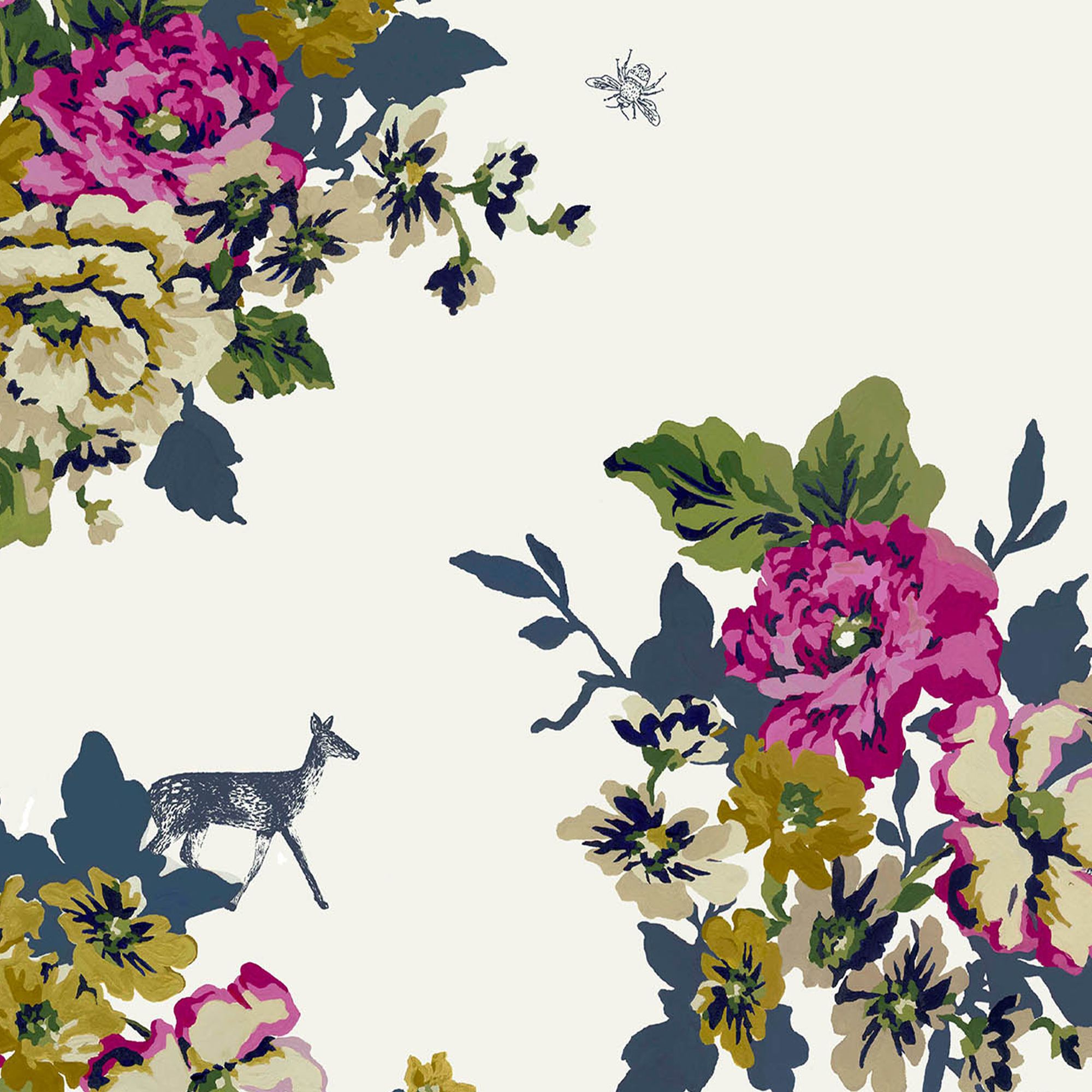 Joules Crème Cambridge floral Smooth Wallpaper Sample