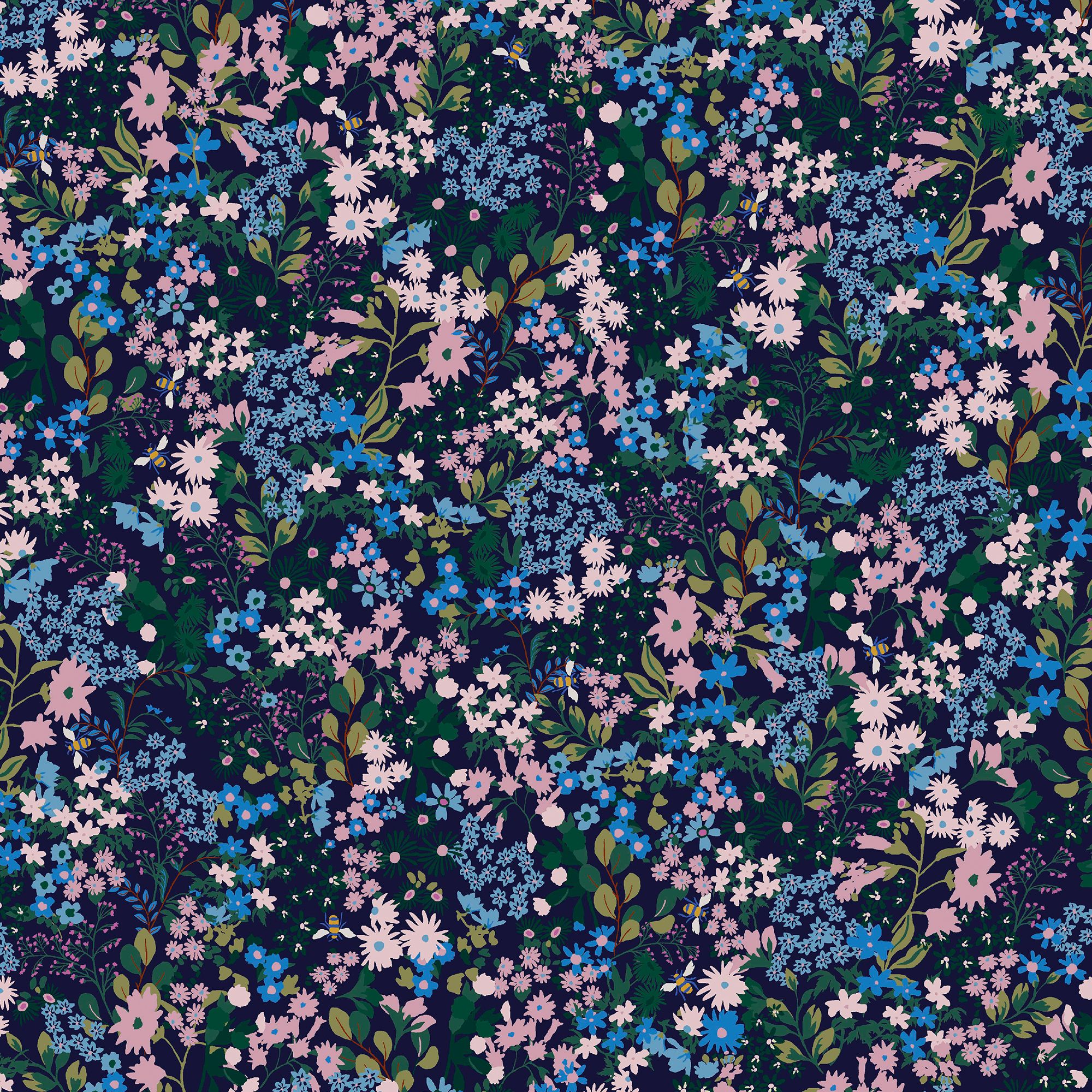 Joules Gilmorton Blue Ditsy garden floral Smooth Wallpaper Sample
