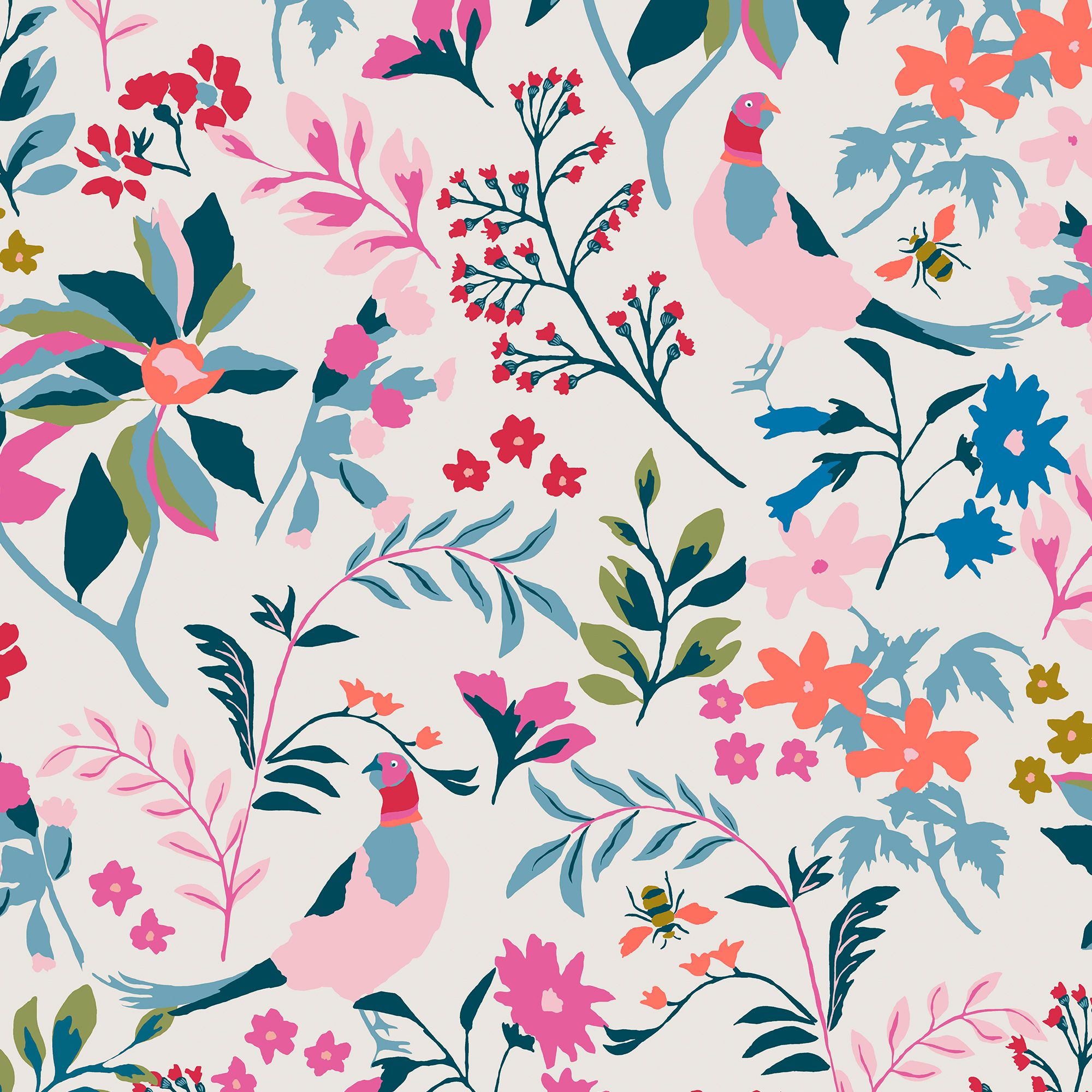 Joules Multicolour Bird & floral Smooth Wallpaper