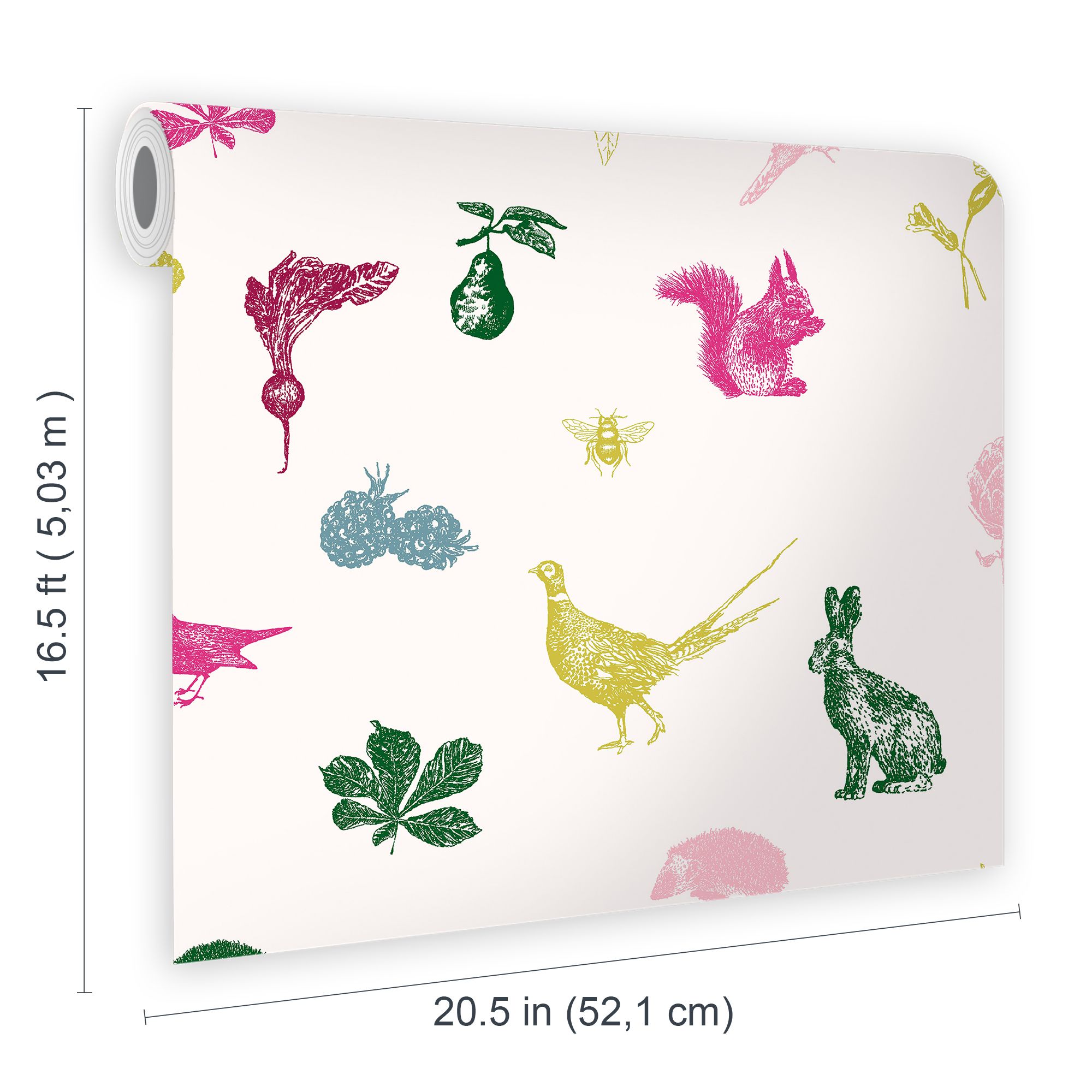 Joules Multicolour Etched woodland Smooth Wallpaper Sample