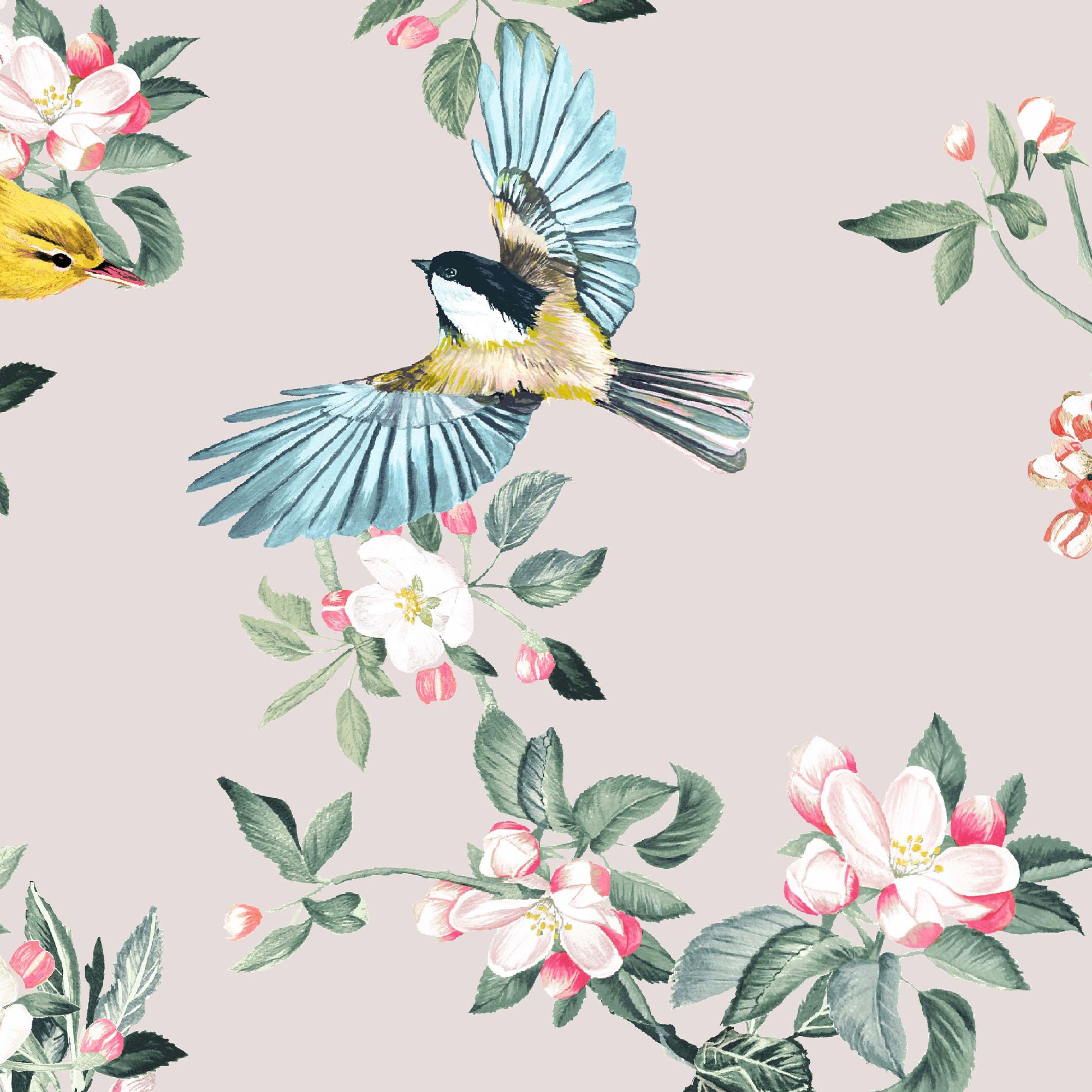 Joules Multicolour Garden birds Smooth Wallpaper Sample