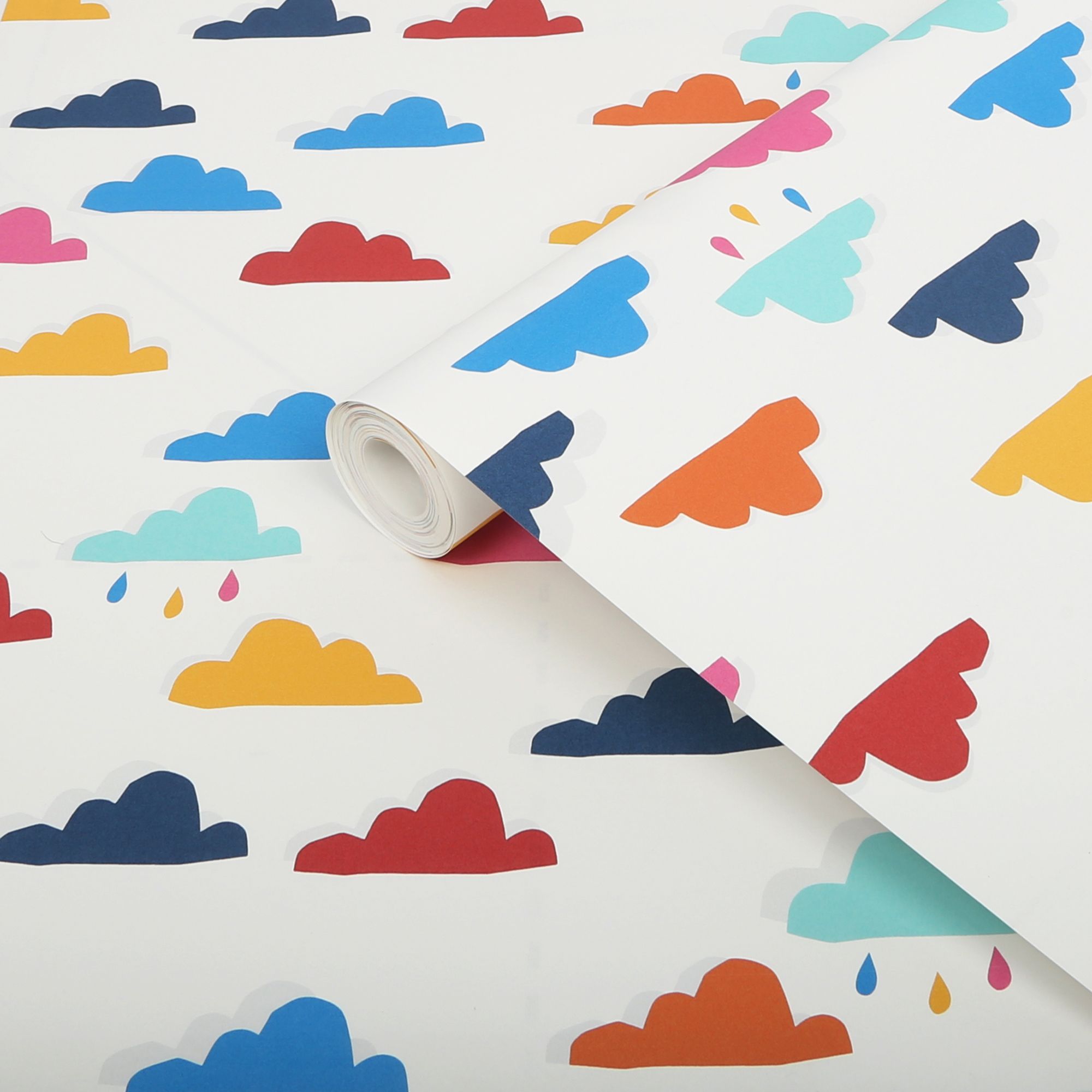 Joules Multicolour Rainbow cloud Smooth Wallpaper Sample