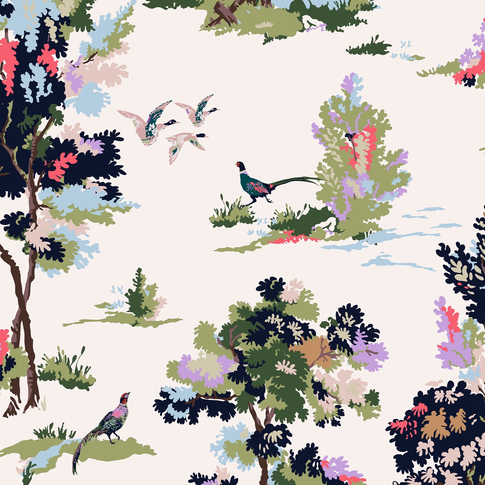 Joules Multicolour Woodland Smooth Wallpaper Sample