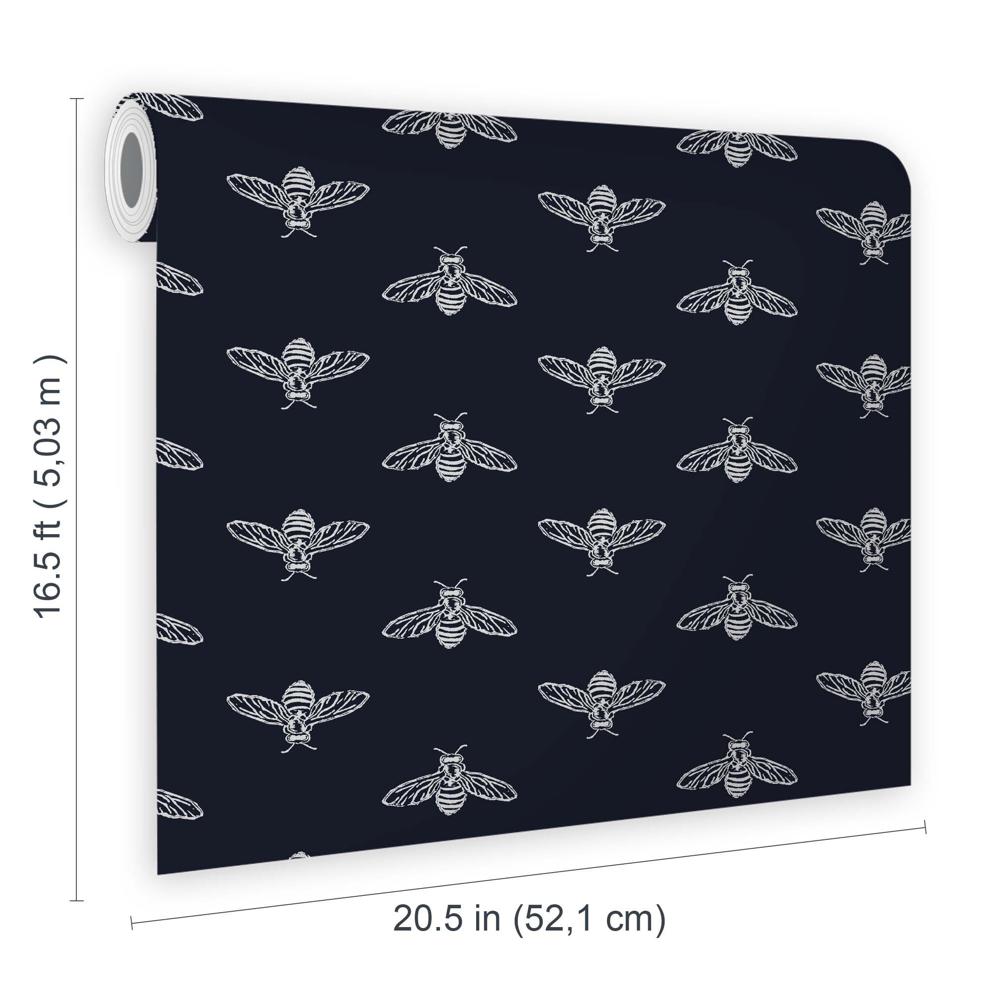 Joules Navy Bee Smooth Wallpaper