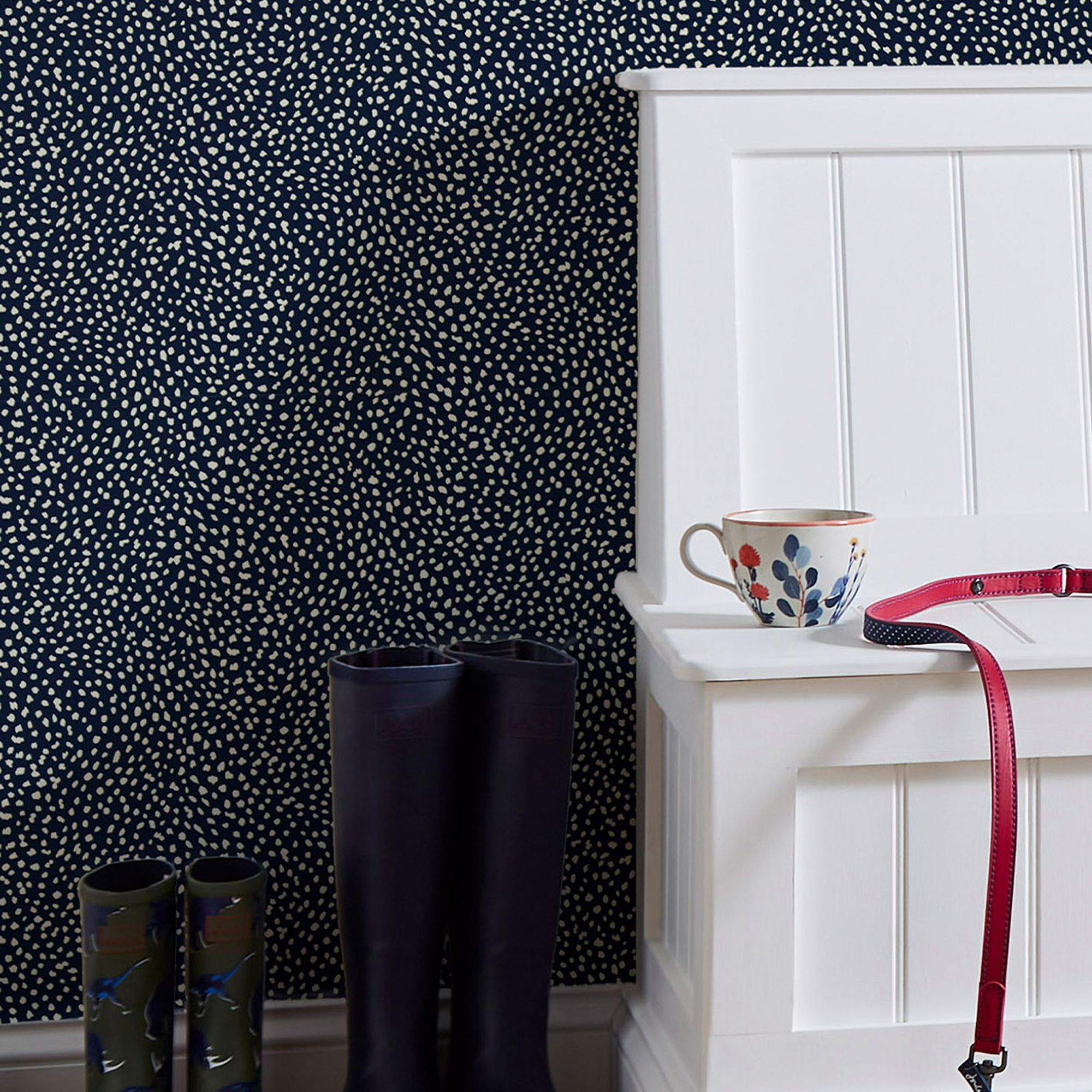 Joules Navy Ditsy dot Smooth Wallpaper Sample