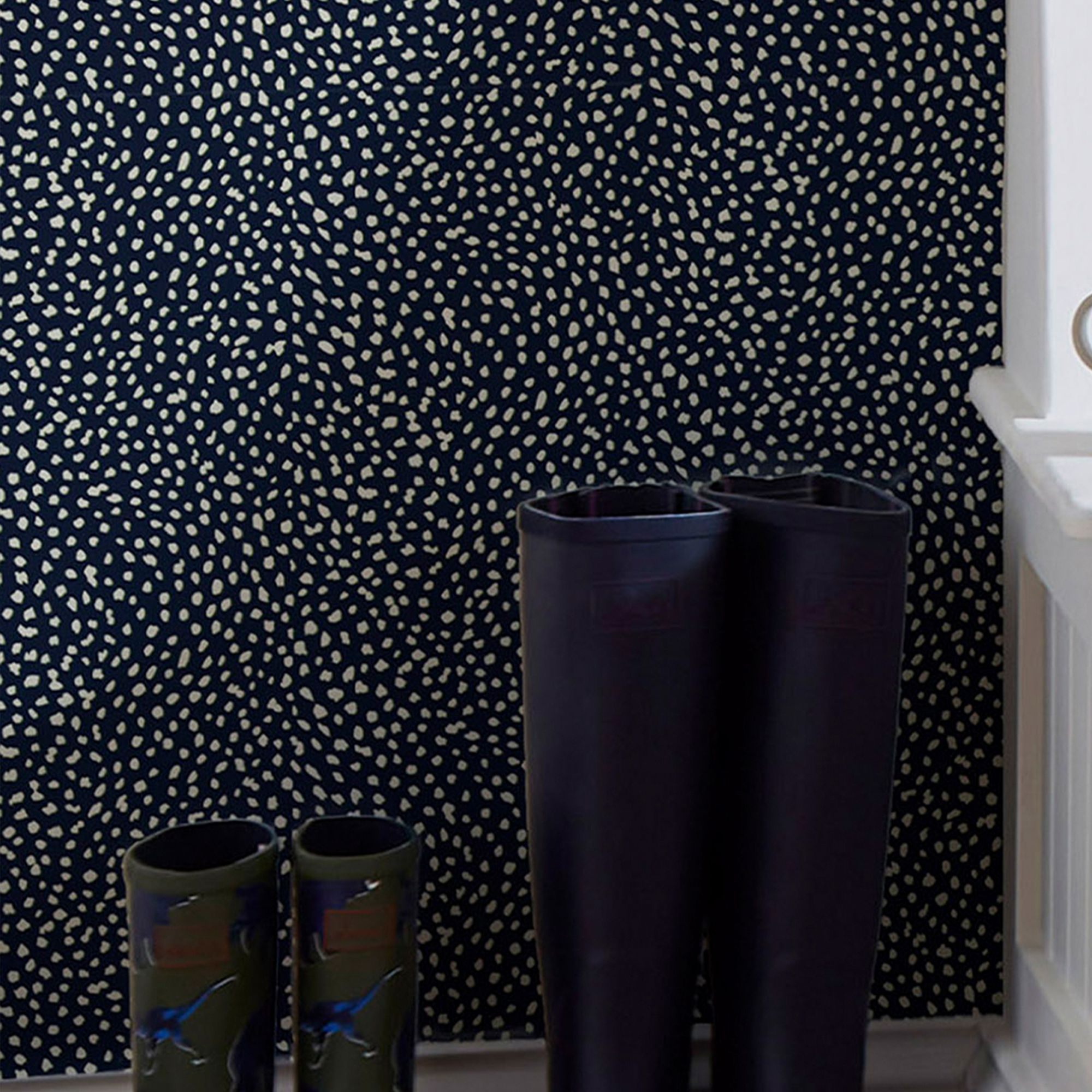 Joules Navy Ditsy dot Smooth Wallpaper Sample