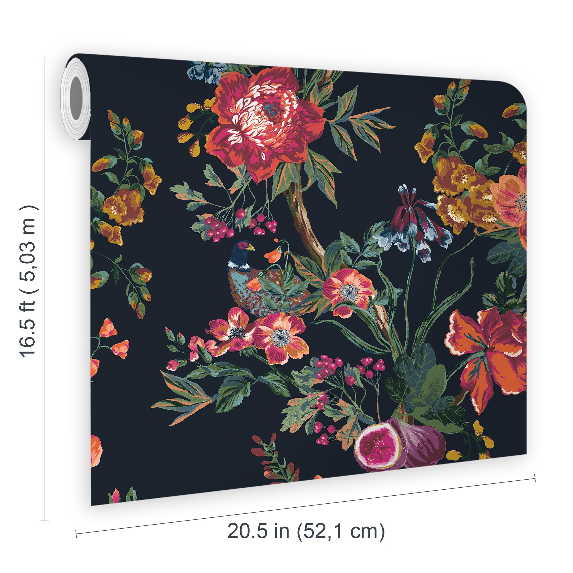 Joules Navy Floral forest Smooth Wallpaper Sample