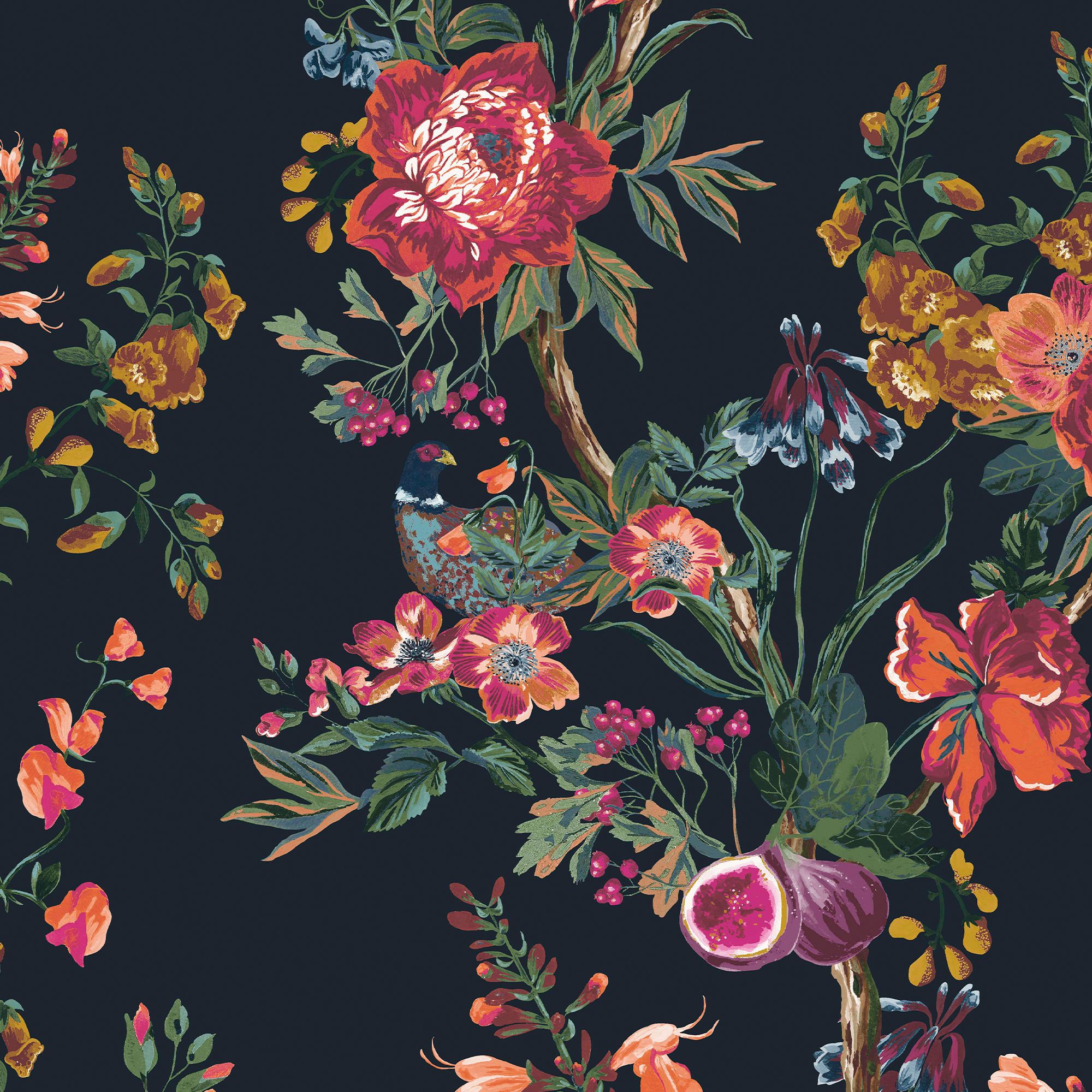 Joules Navy Floral forest Smooth Wallpaper