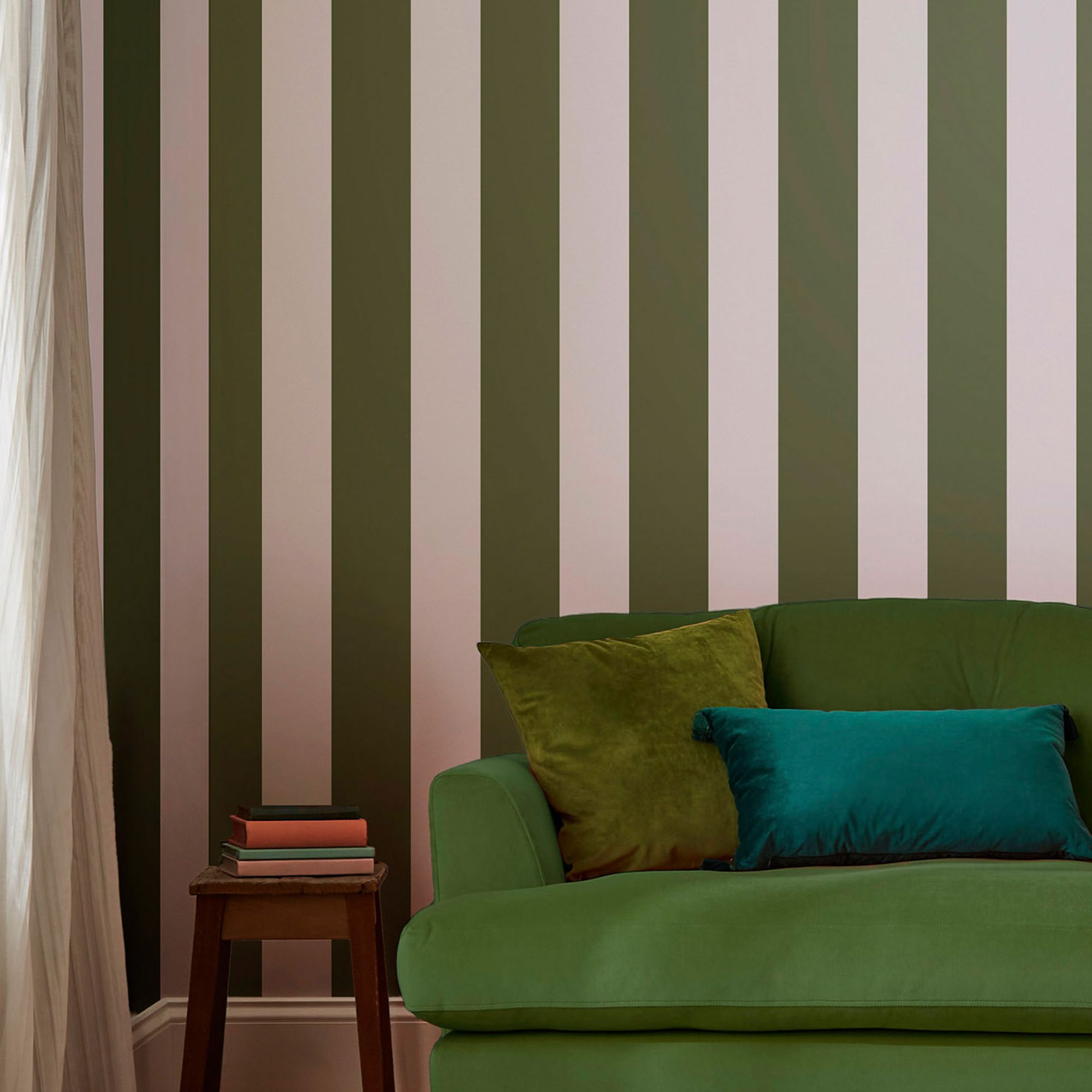 Joules Olive Harborough stripe Smooth Wallpaper Sample