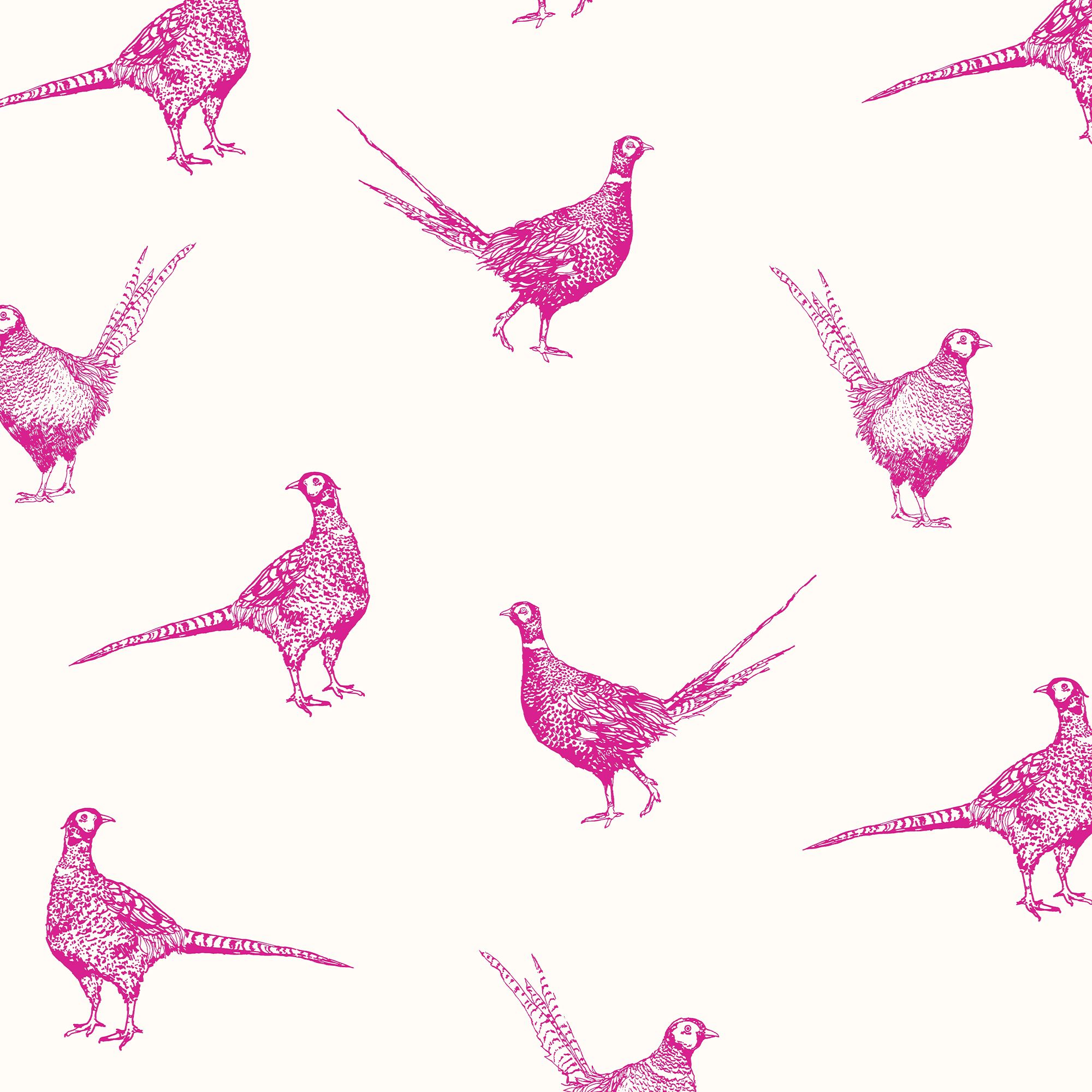 Joules Pink Pheasant Smooth Wallpaper