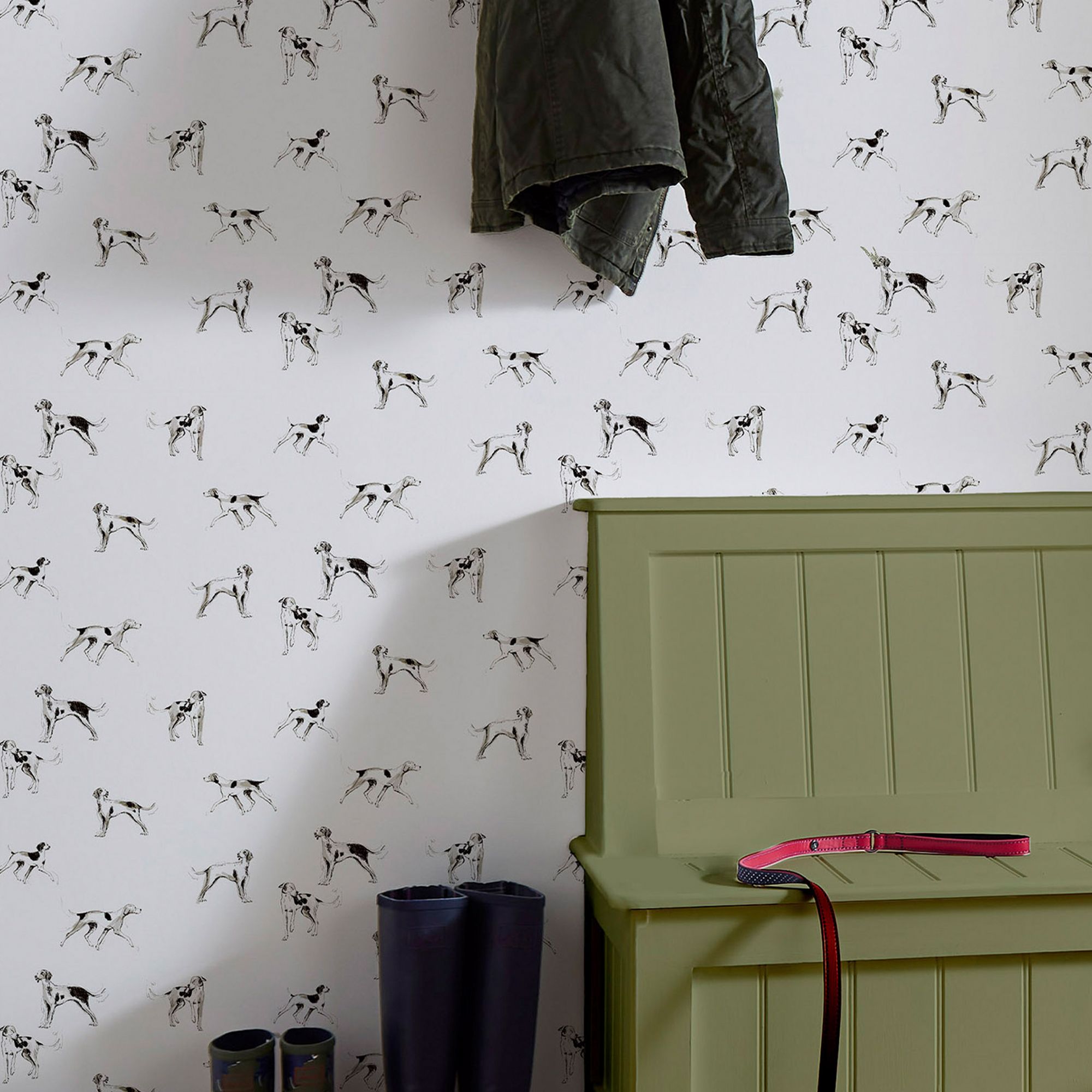 Joules White Dogs Smooth Wallpaper Sample