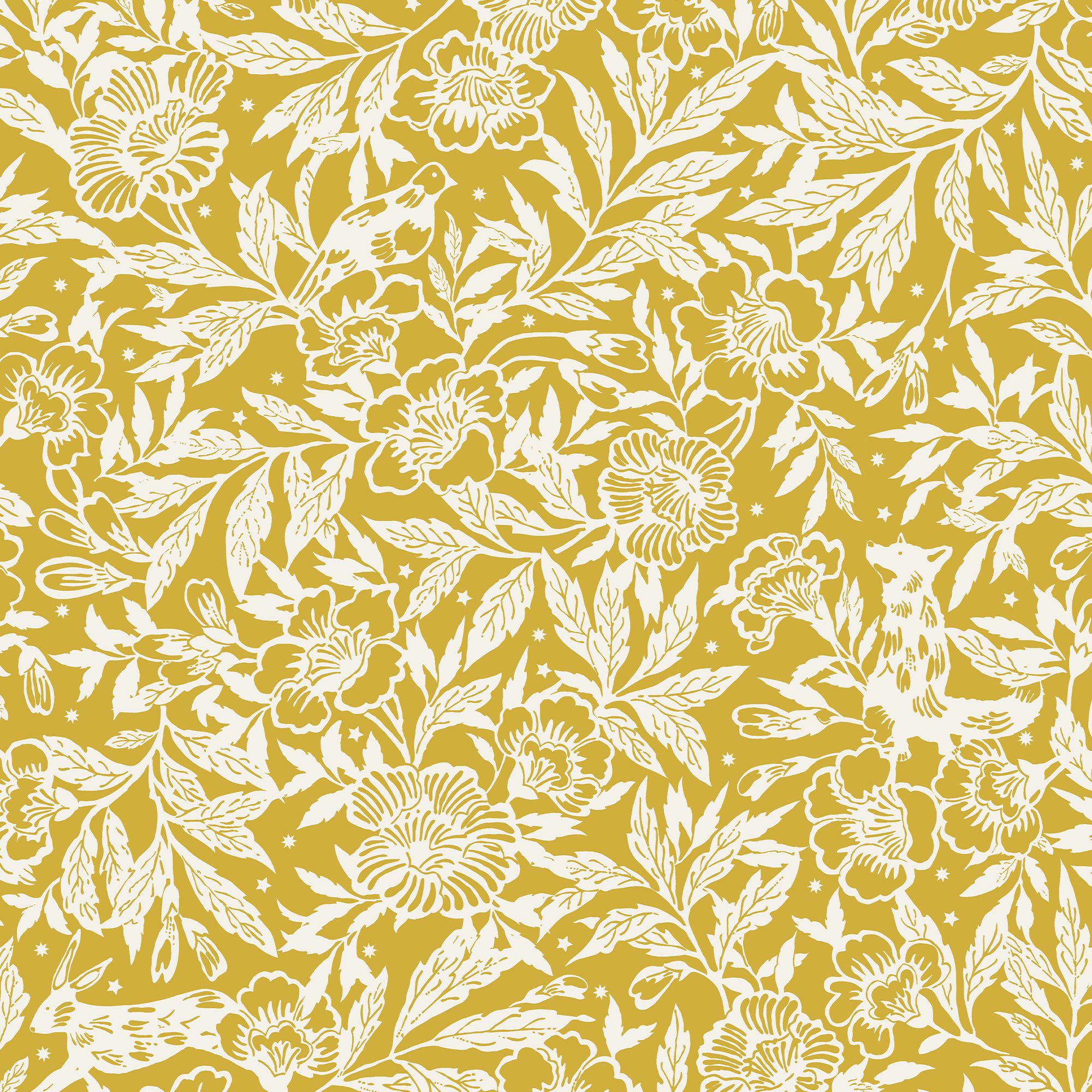 Joules Yellow Ditsy floral Smooth Wallpaper Sample