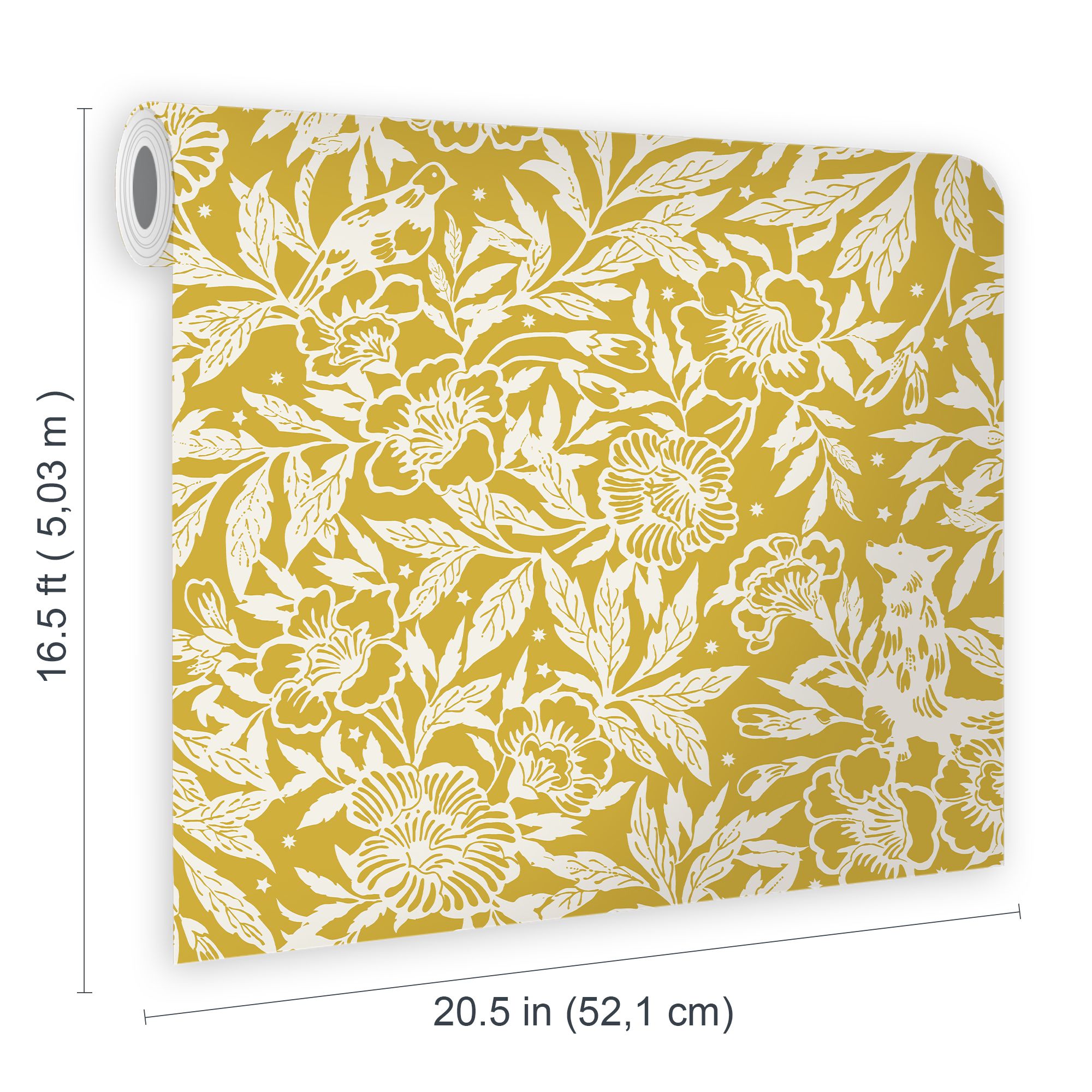 Joules Yellow Ditsy floral Smooth Wallpaper Sample