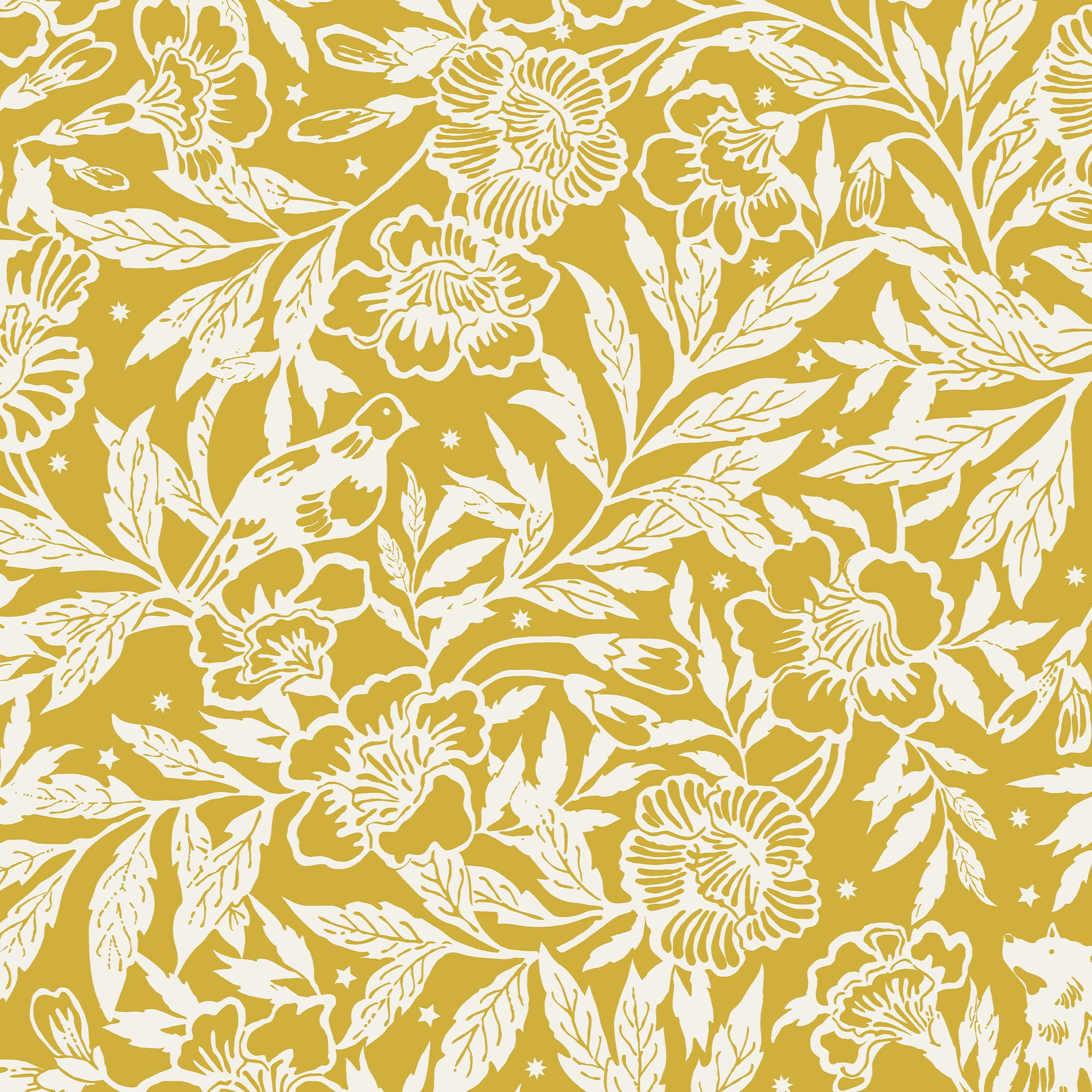 Joules Yellow Ditsy floral Smooth Wallpaper
