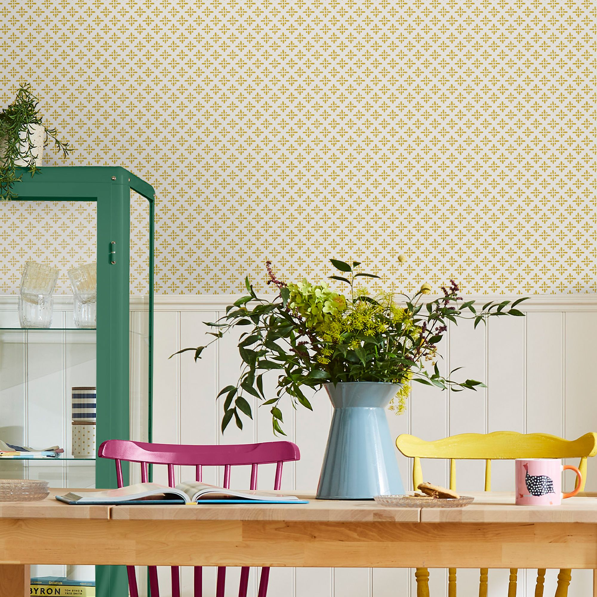 Joules Yellow Geometric Smooth Wallpaper Sample