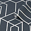 Julien MacDonald Disco vogue Navy Geometric Silver effect Smooth Wallpaper