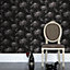 Julien MacDonald Fabulous Black & grey Glitter effect Floral Smooth Wallpaper