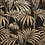 Julien MacDonald Honolulu Black Foliage Glitter effect Embossed Wallpaper