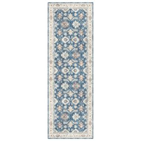 Jurdar Blue Traditional Medium Runner, (L)180cm x (W)60cm