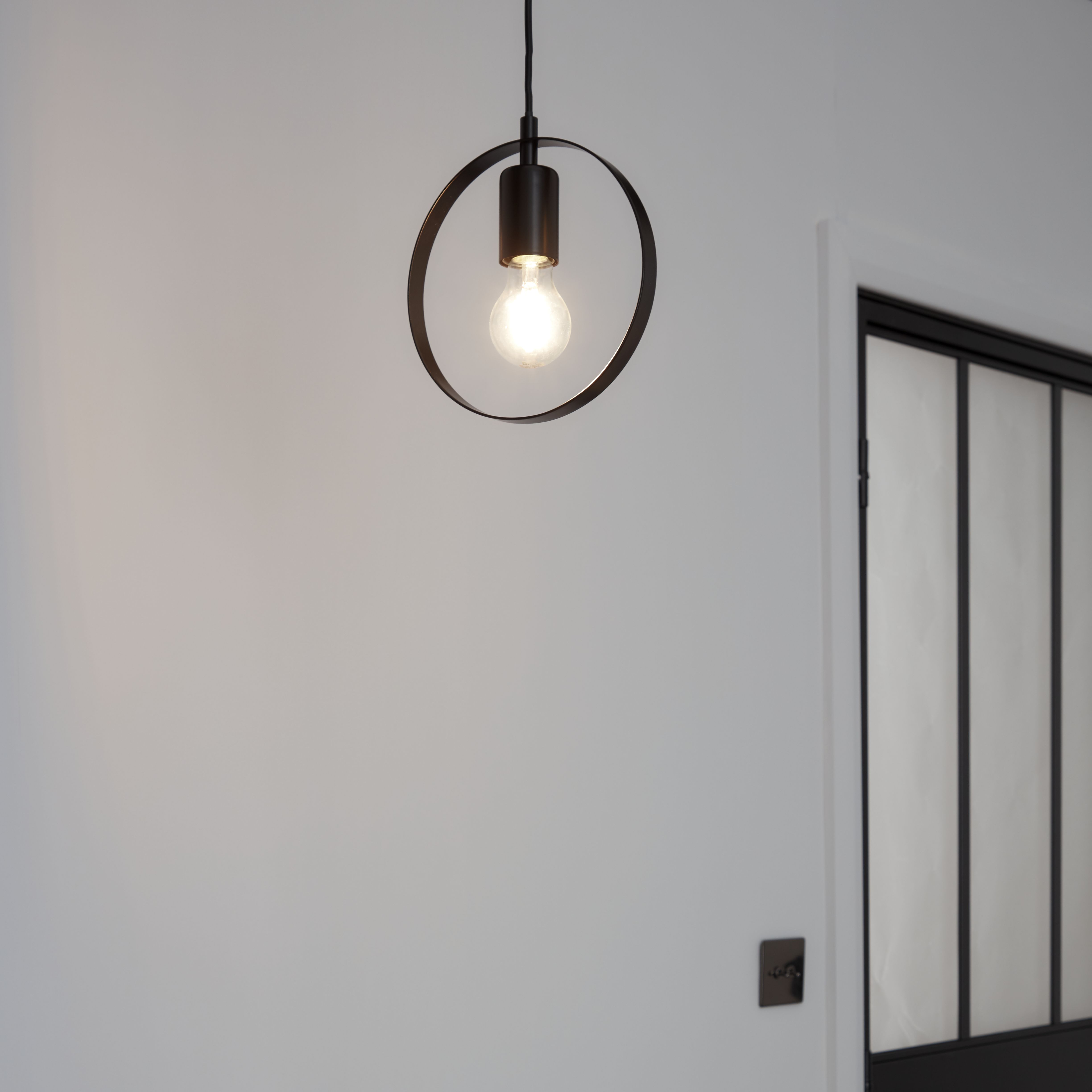 Kaitains Matt Black Pendant ceiling light, (Dia)200mm
