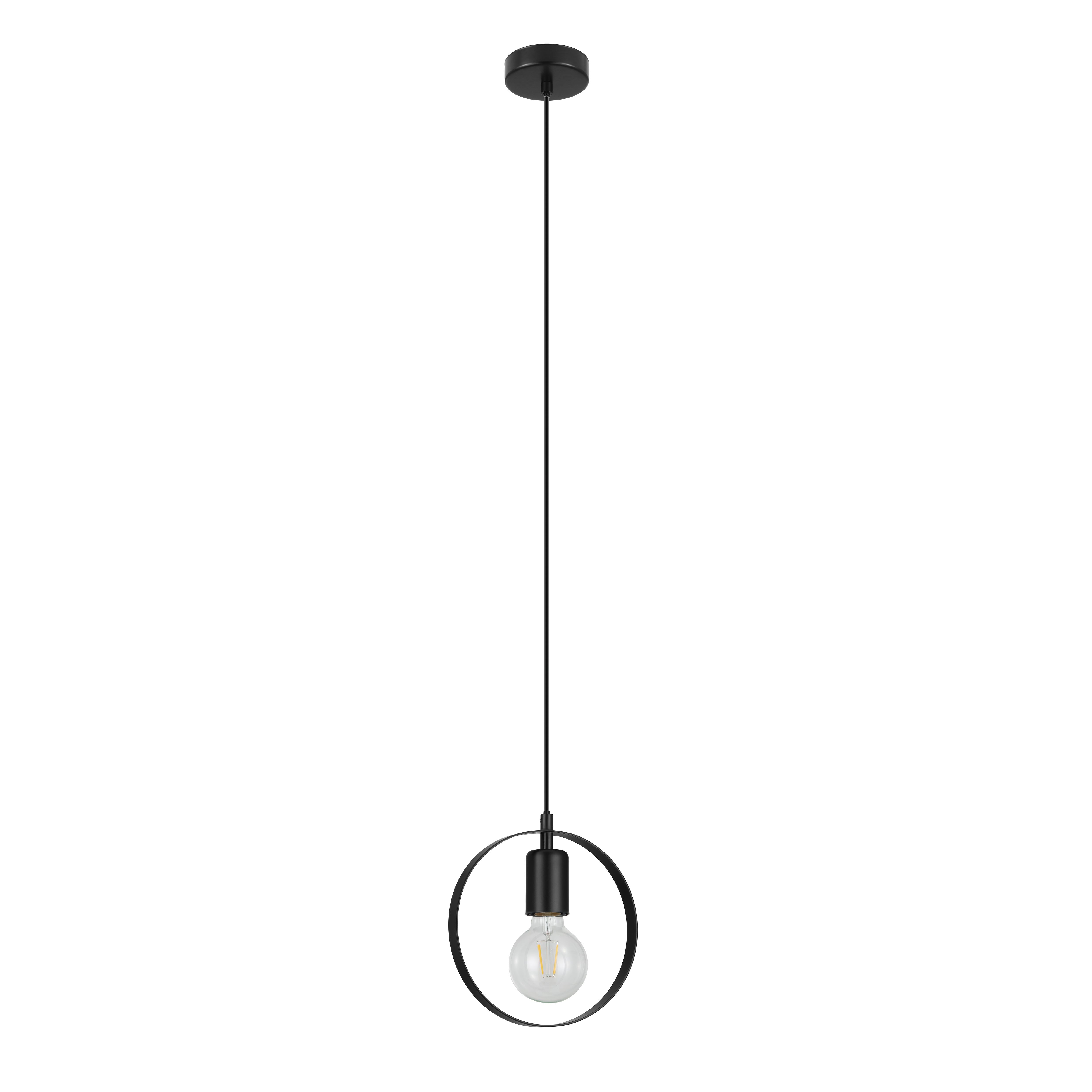 Kaitains Matt Black Pendant ceiling light, (Dia)200mm