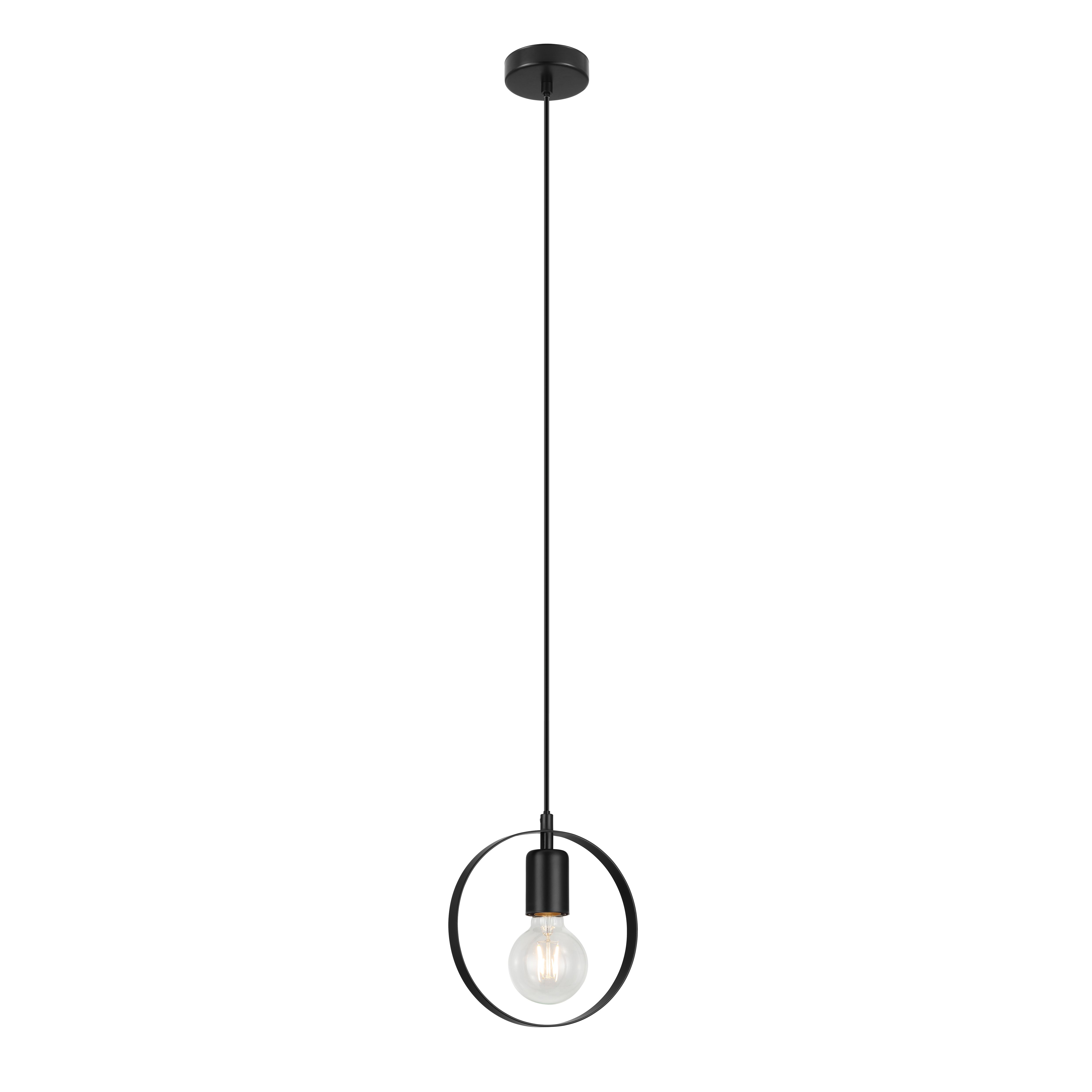 Kaitains Matt Black Pendant ceiling light, (Dia)200mm