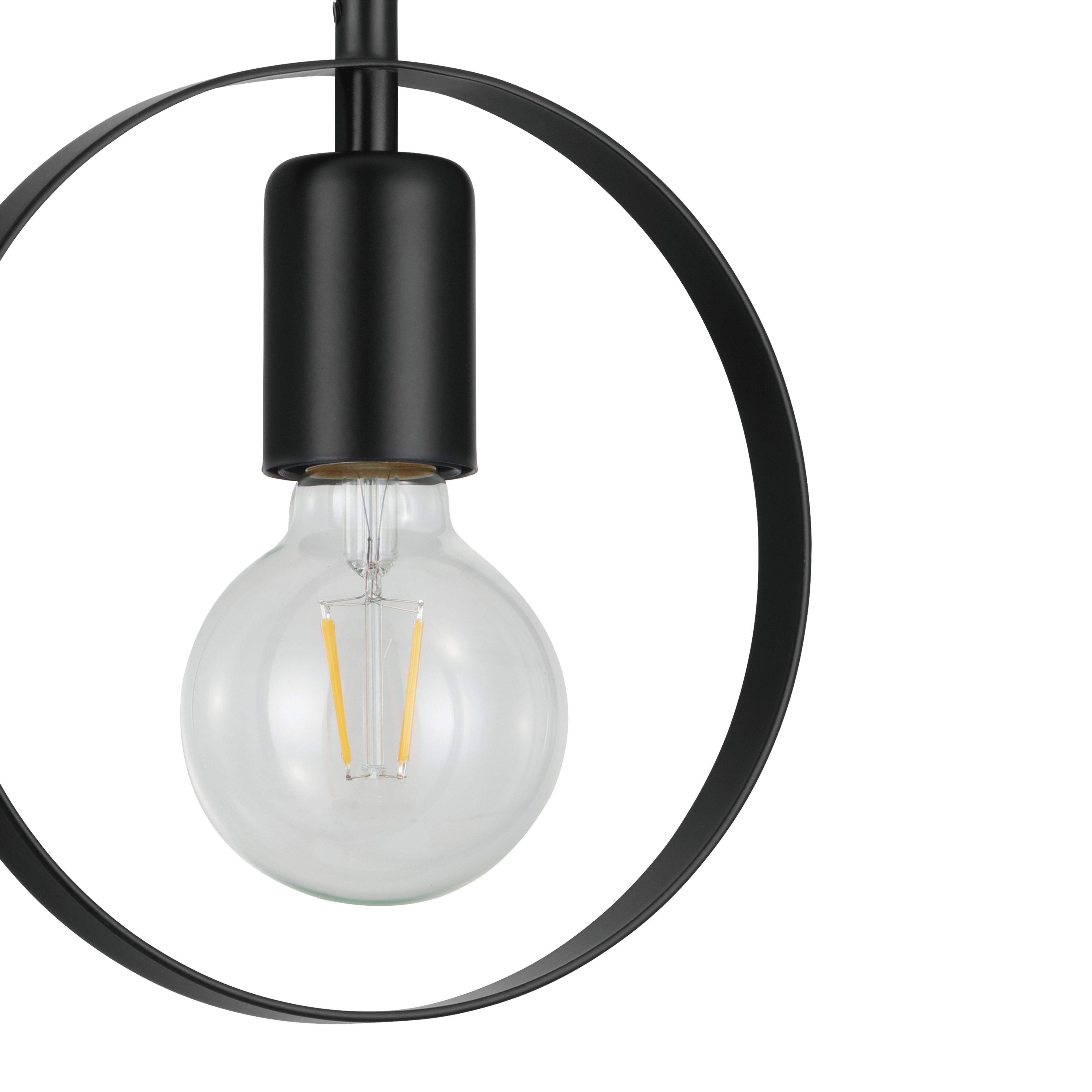 Kaitains Matt Black Pendant ceiling light, (Dia)200mm