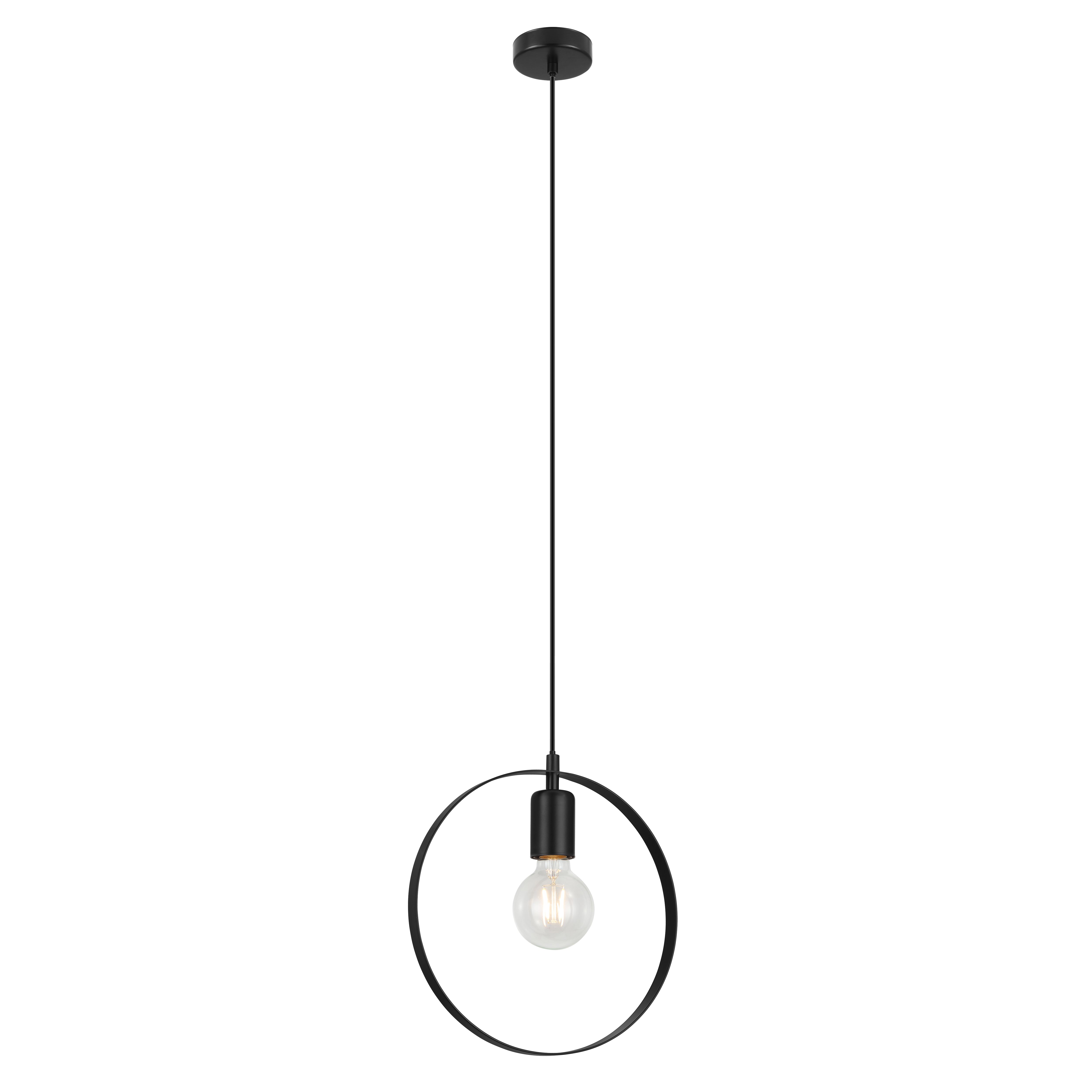Kaitains Matt Black Pendant ceiling light, (Dia)280mm