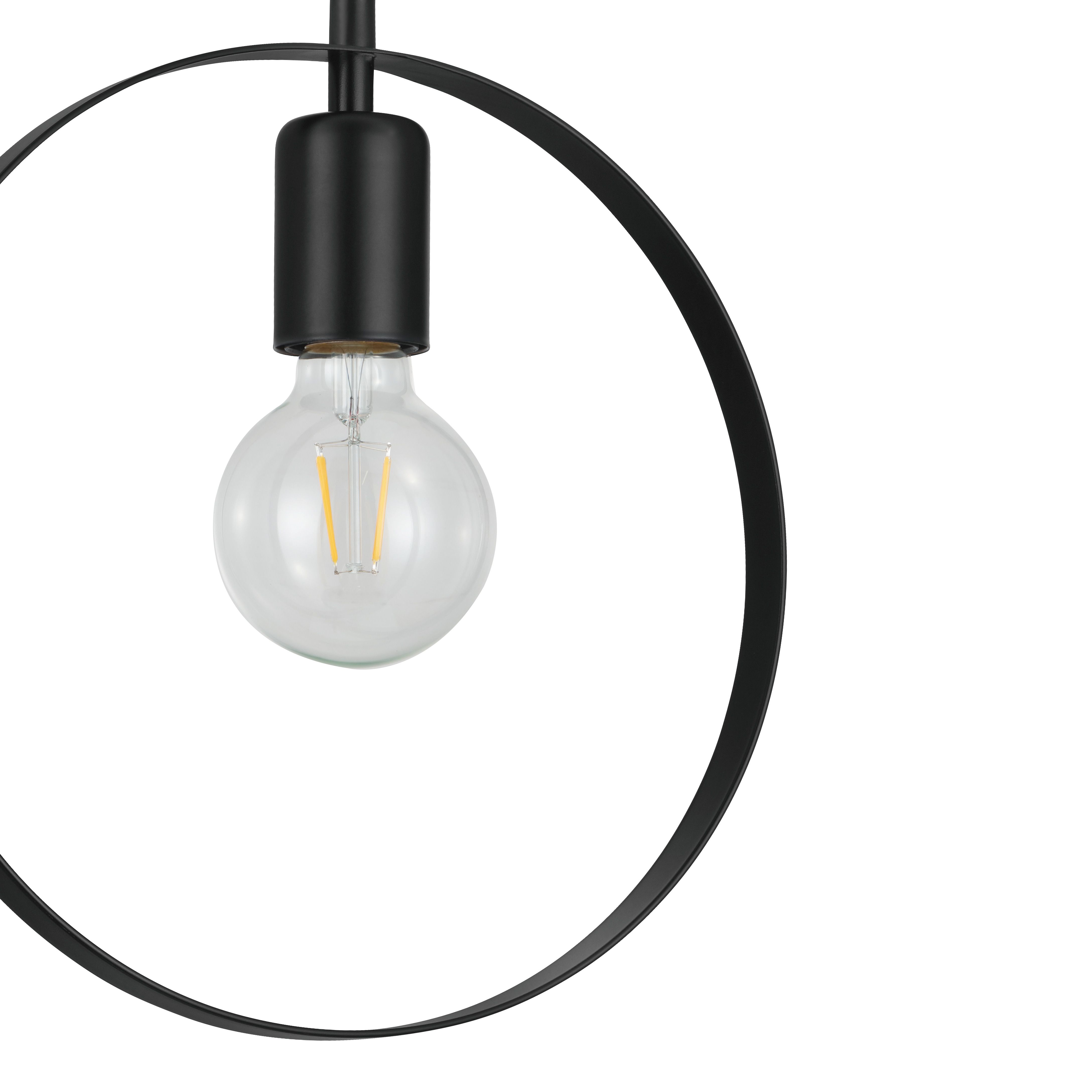 Kaitains Matt Black Pendant ceiling light, (Dia)280mm