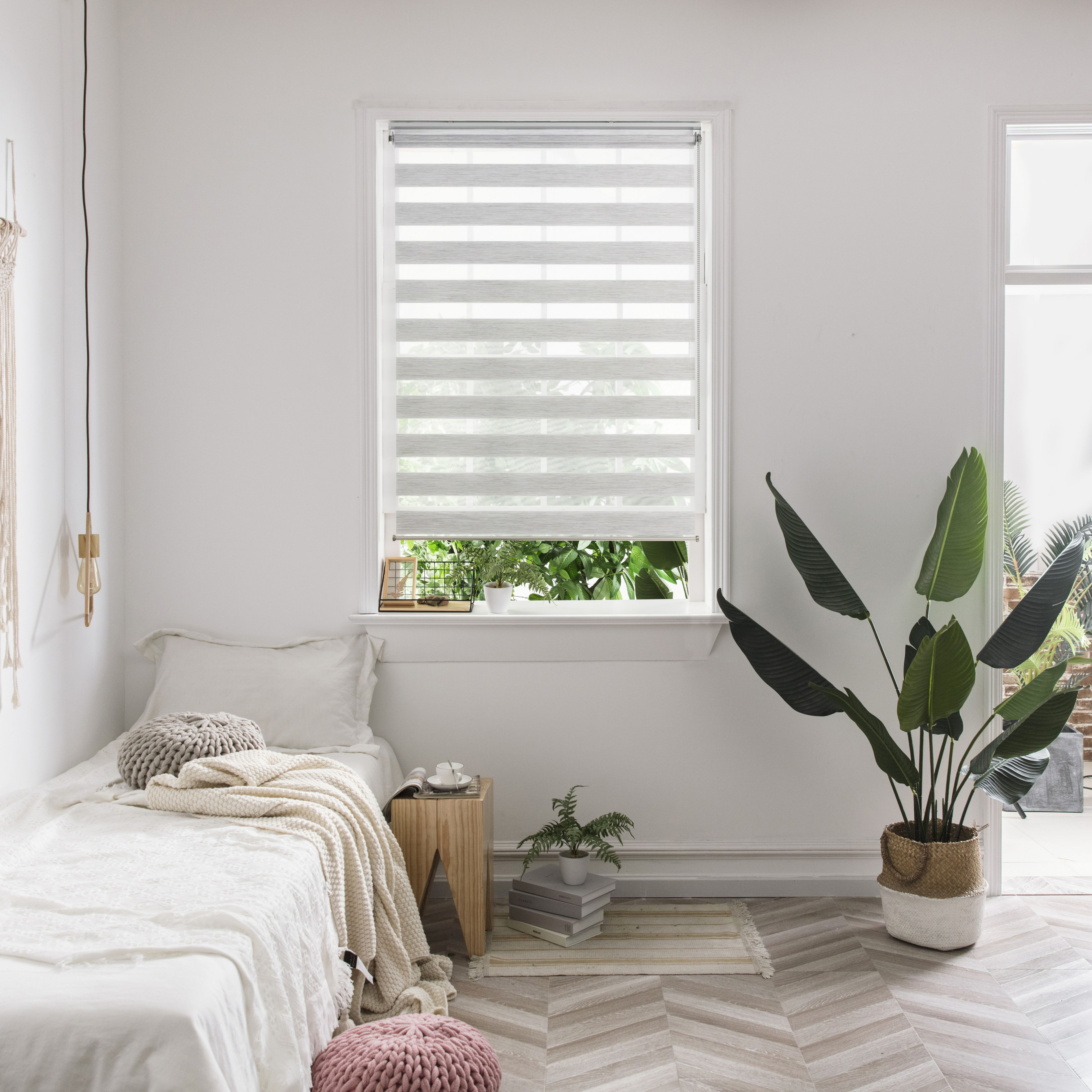 Kala Corded Grey Striped Day & night Roller Blind (W)120cm (L)240cm