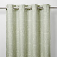 Kalay Light green Geometric Unlined Eyelet Curtain (W)167cm (L)228cm, Single