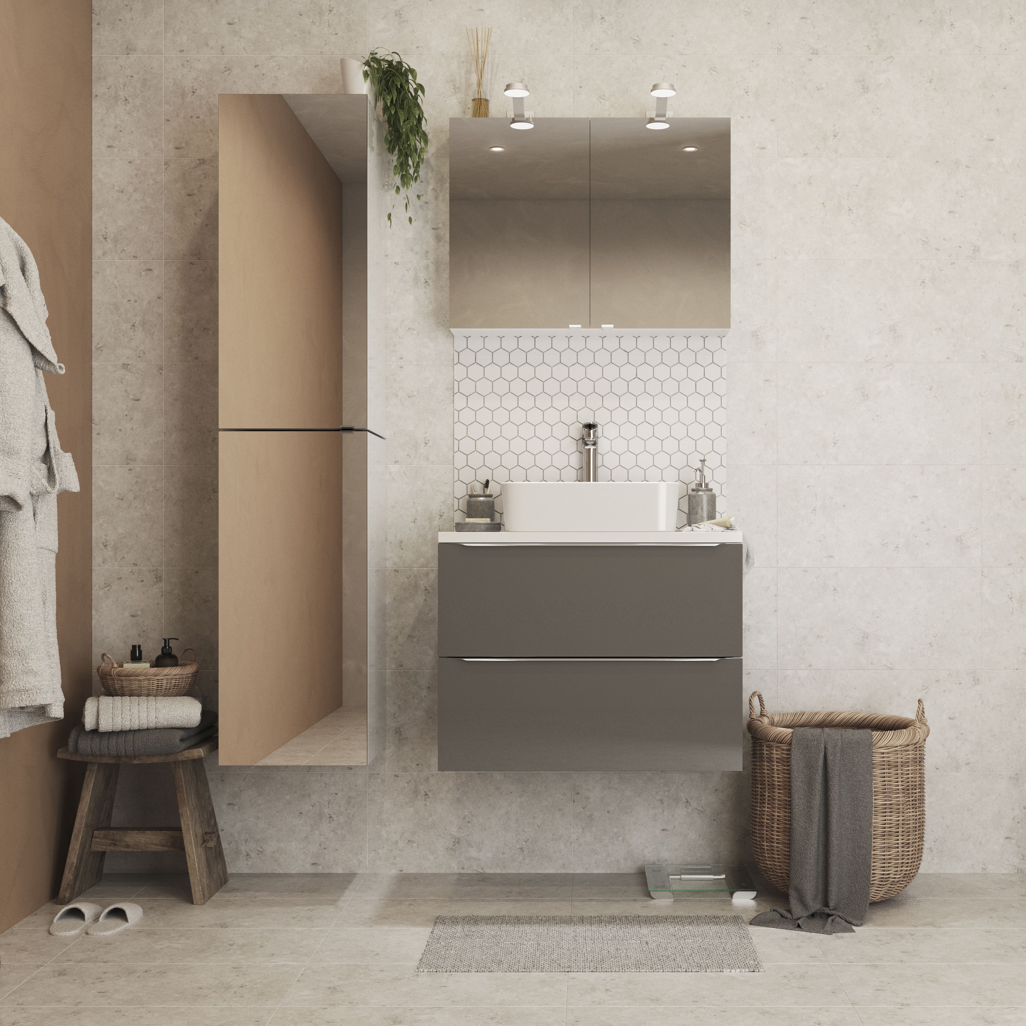 Kale Bradwell Light grey Matt Marble effect Porcelain Indoor Wall & floor Tile Sample