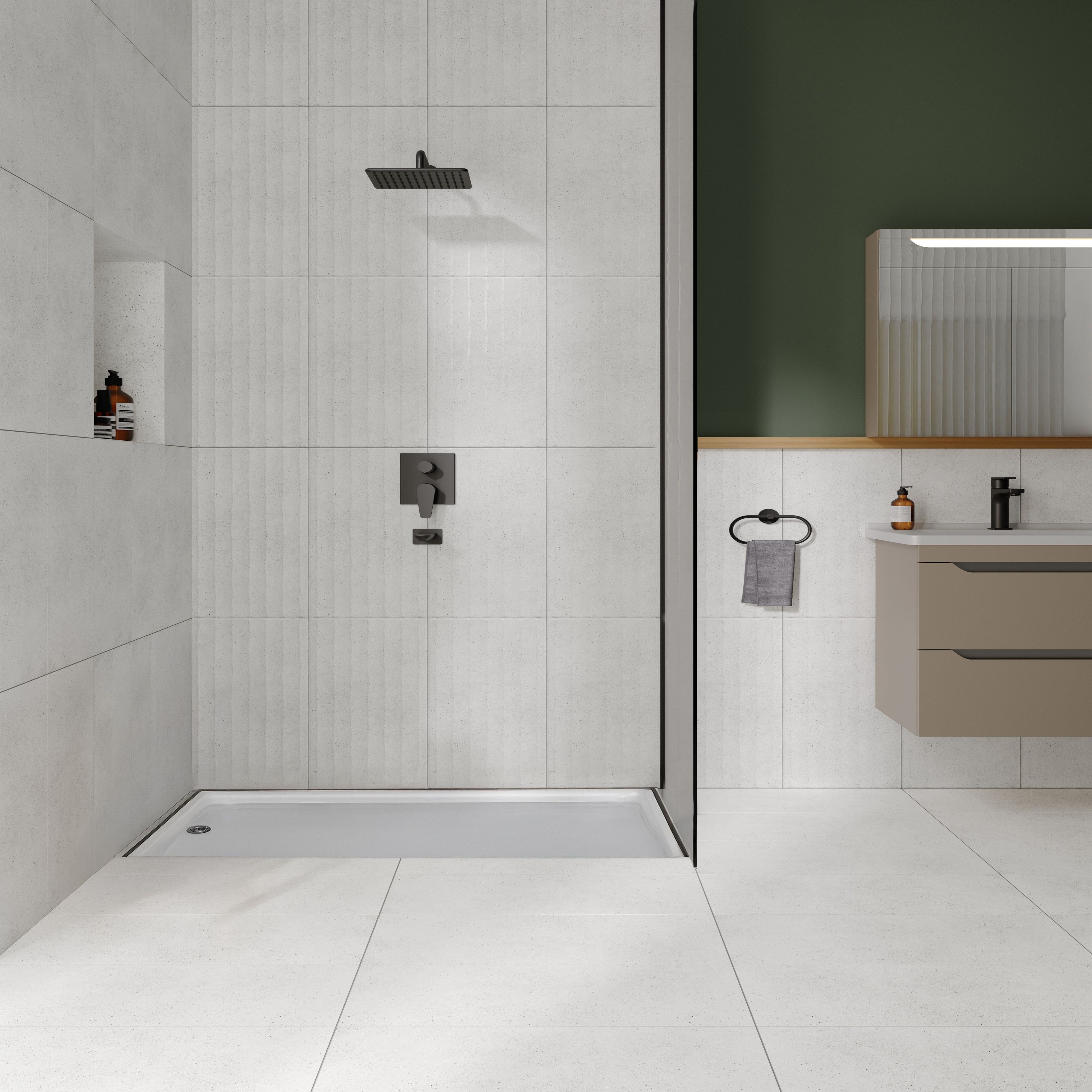 Kale Capri White Matt Decor Limestone effect Embossed Ceramic Indoor Wall Tile Sample