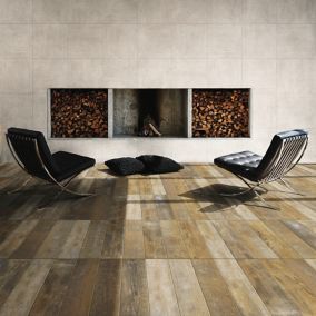 Kale Savona Warm brown Matt Wood effect Textured Porcelain Indoor Wall & floor Tile, Pack of 11, (L)600mm (W)150mm