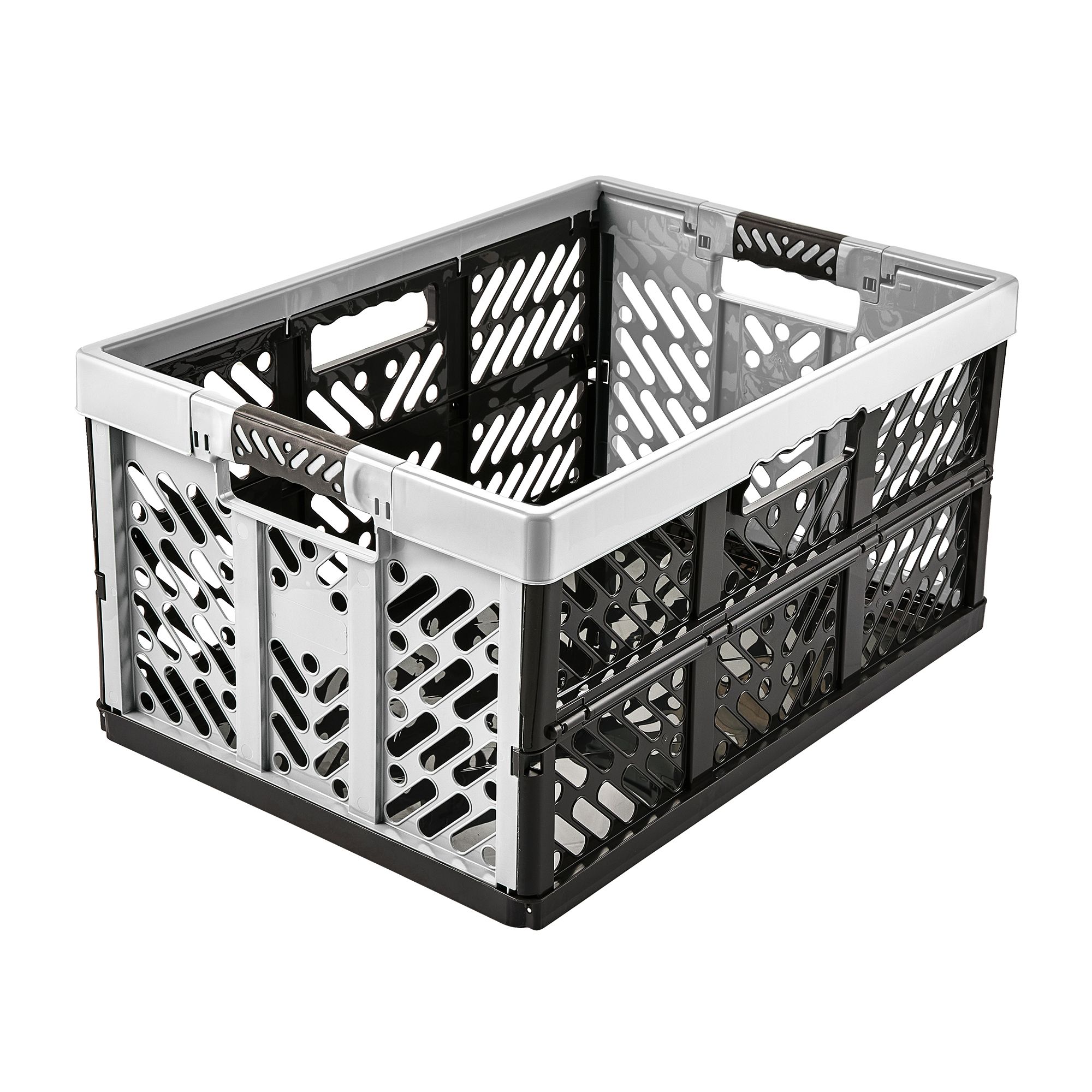 Keeeper Tough Light grey Plastic Large Foldable Storage crate (H)37cm (W)28cm (D)54cm