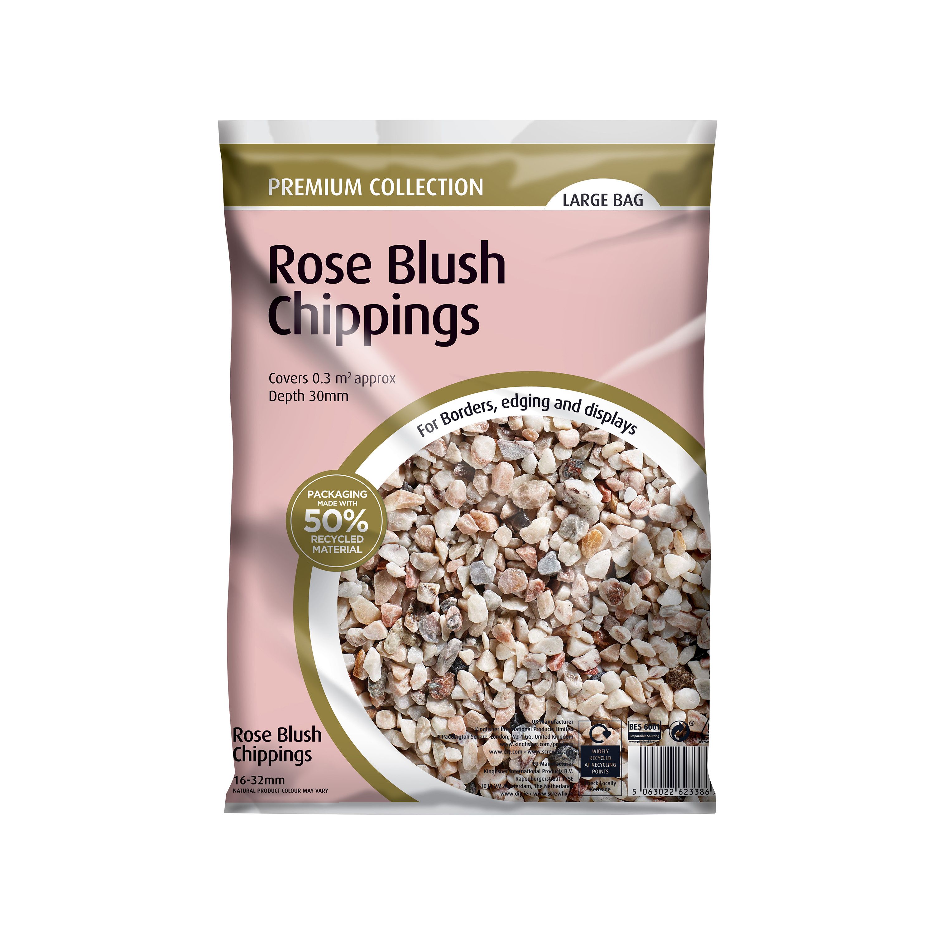 Kelkay Rose & Pink 10-30mm Stone Decorative chippings, Large Bag, 0.4m²