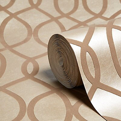 Kelly Hoppen Taupe Geometric Shimmer effect Wallpaper | Tradepoint