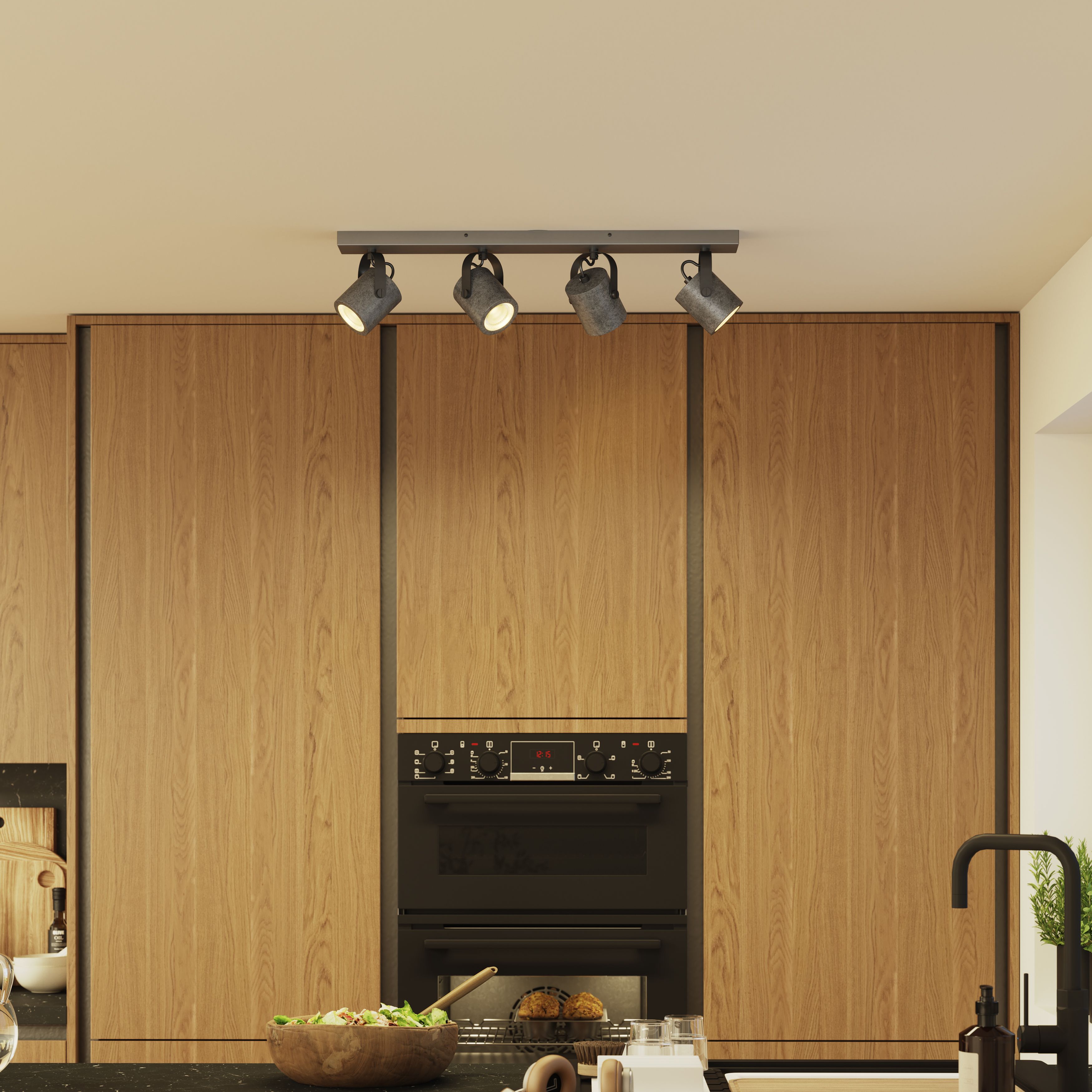Kempston Bar Matt Grey 4 Light Spotlight