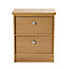 Kendal Matt oak effect 2 Drawer Bedside chest (H)560mm (W)480mm (D)400mm