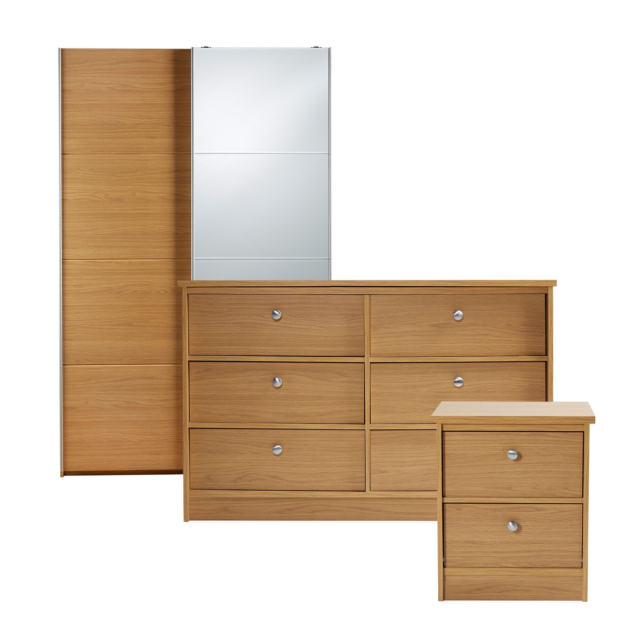 Kendal Matt oak effect 3 piece Bedroom furniture set Tradepoint