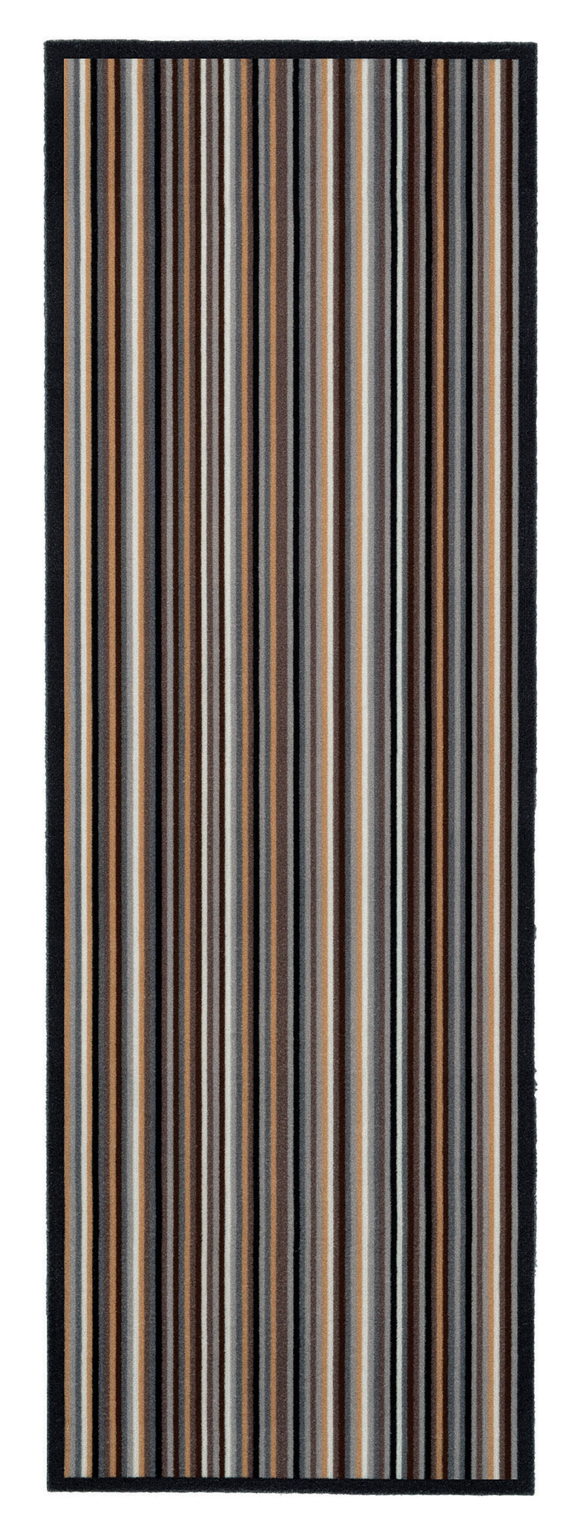 Kensington Grey Striped Heavy duty Mat, 150cm x 50cm