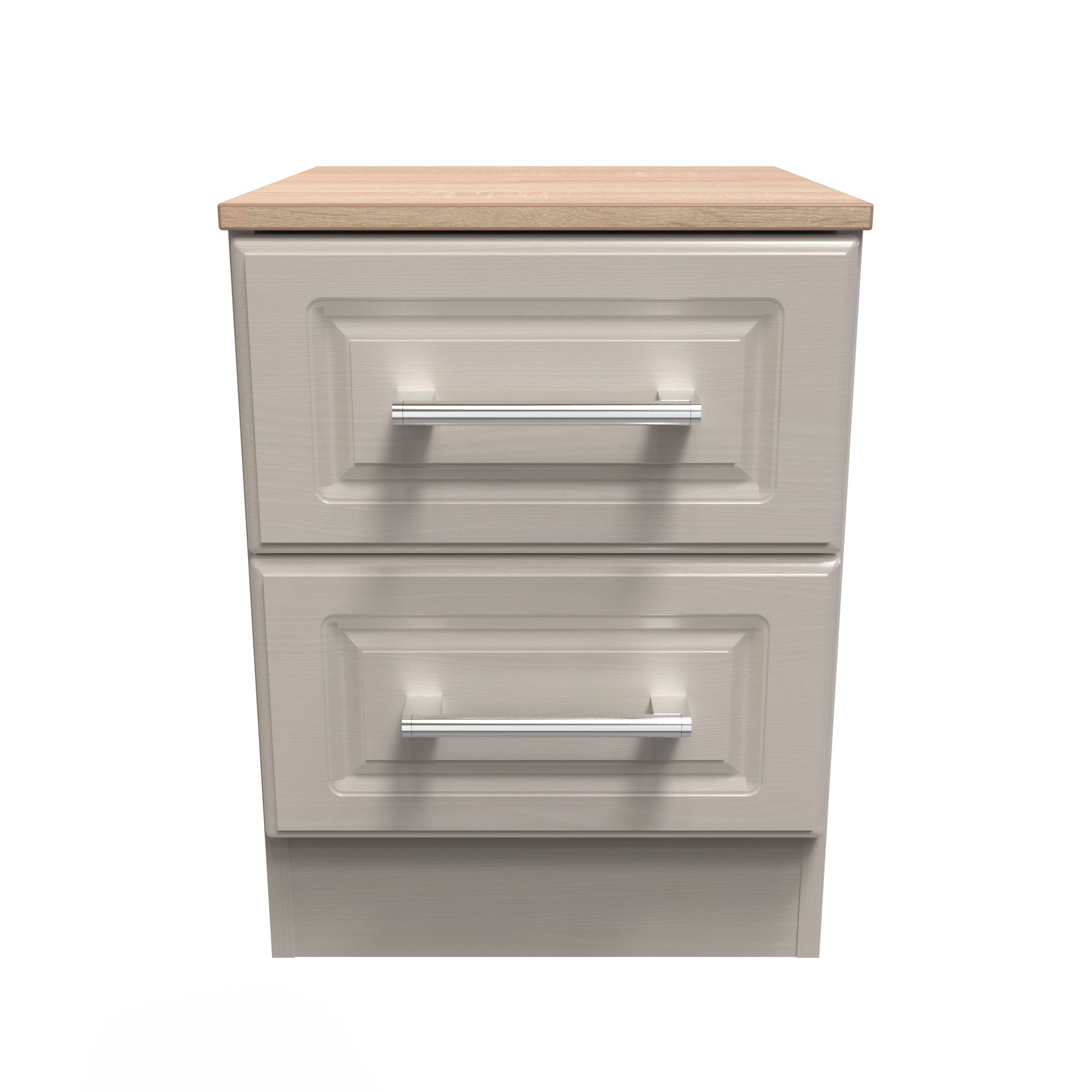 Kent Ready assembled Matt beige light oak effect 2 Drawer Bedside chest (H)505mm (W)395mm (D)415mm