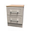 Kent Ready assembled Matt beige light oak effect 2 Drawer Bedside chest (H)505mm (W)395mm (D)415mm
