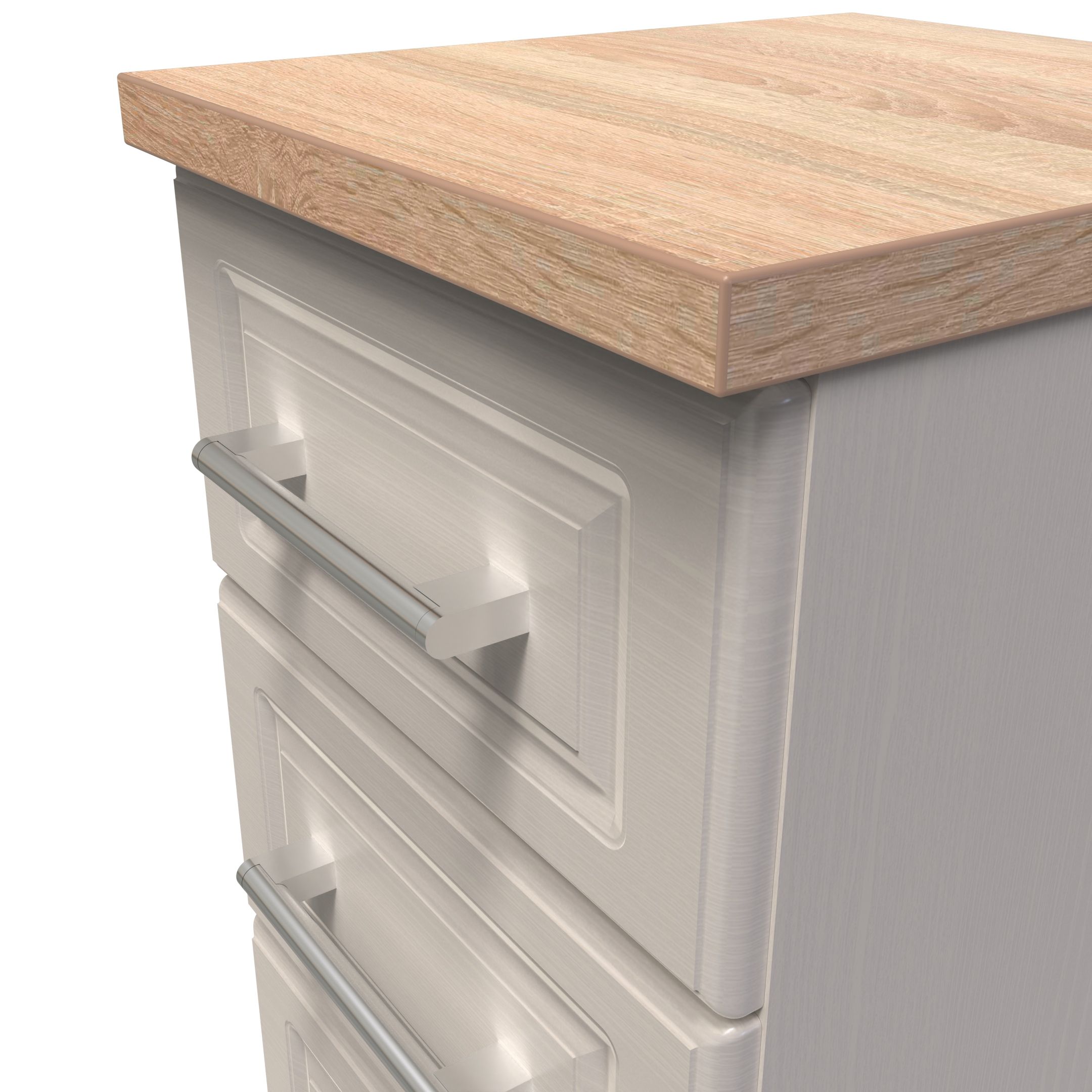Kent Ready assembled Matt beige light oak effect 3 Drawer Bedside chest (H)695mm (W)395mm (D)415mm