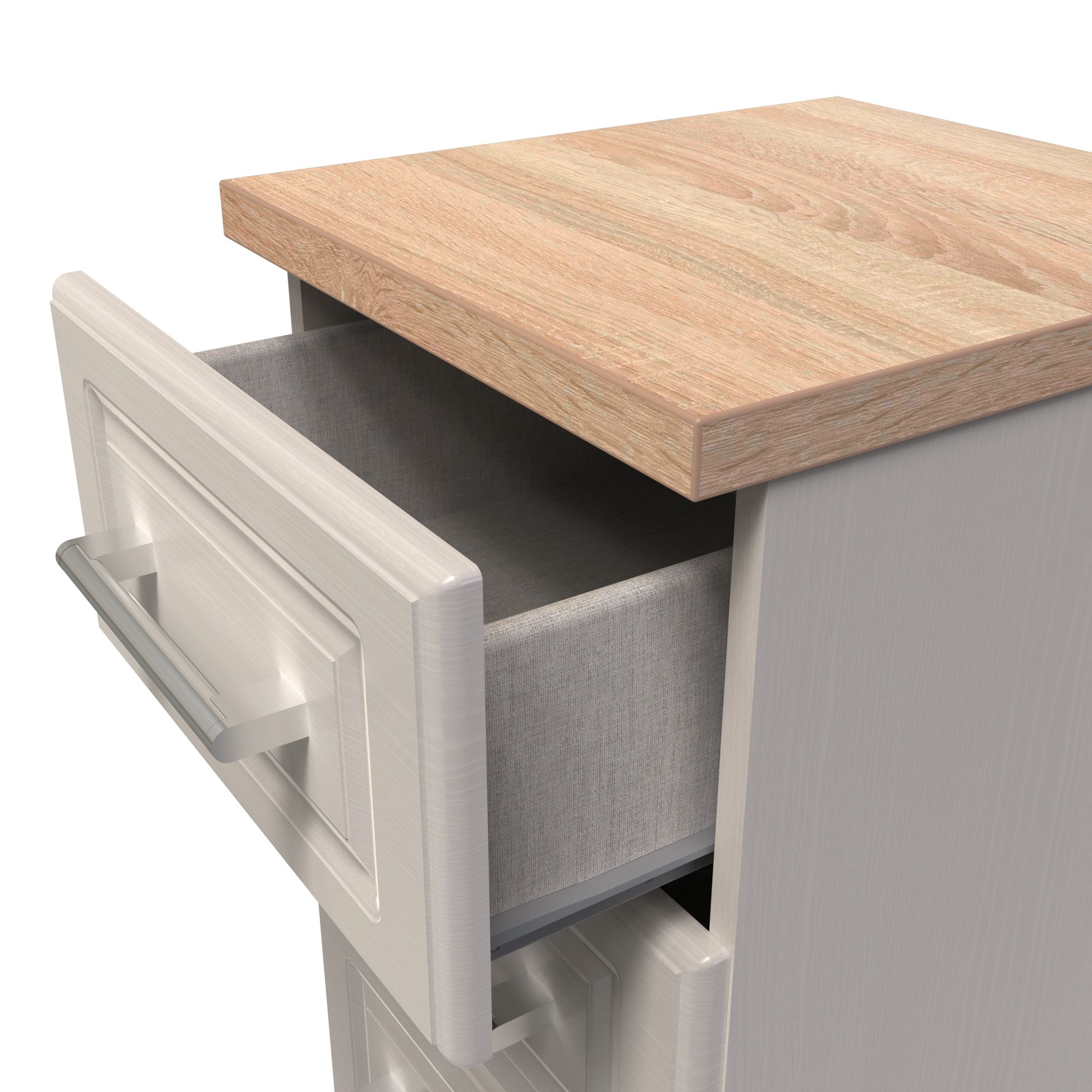 Kent Ready assembled Matt beige light oak effect 3 Drawer Bedside chest (H)695mm (W)395mm (D)415mm
