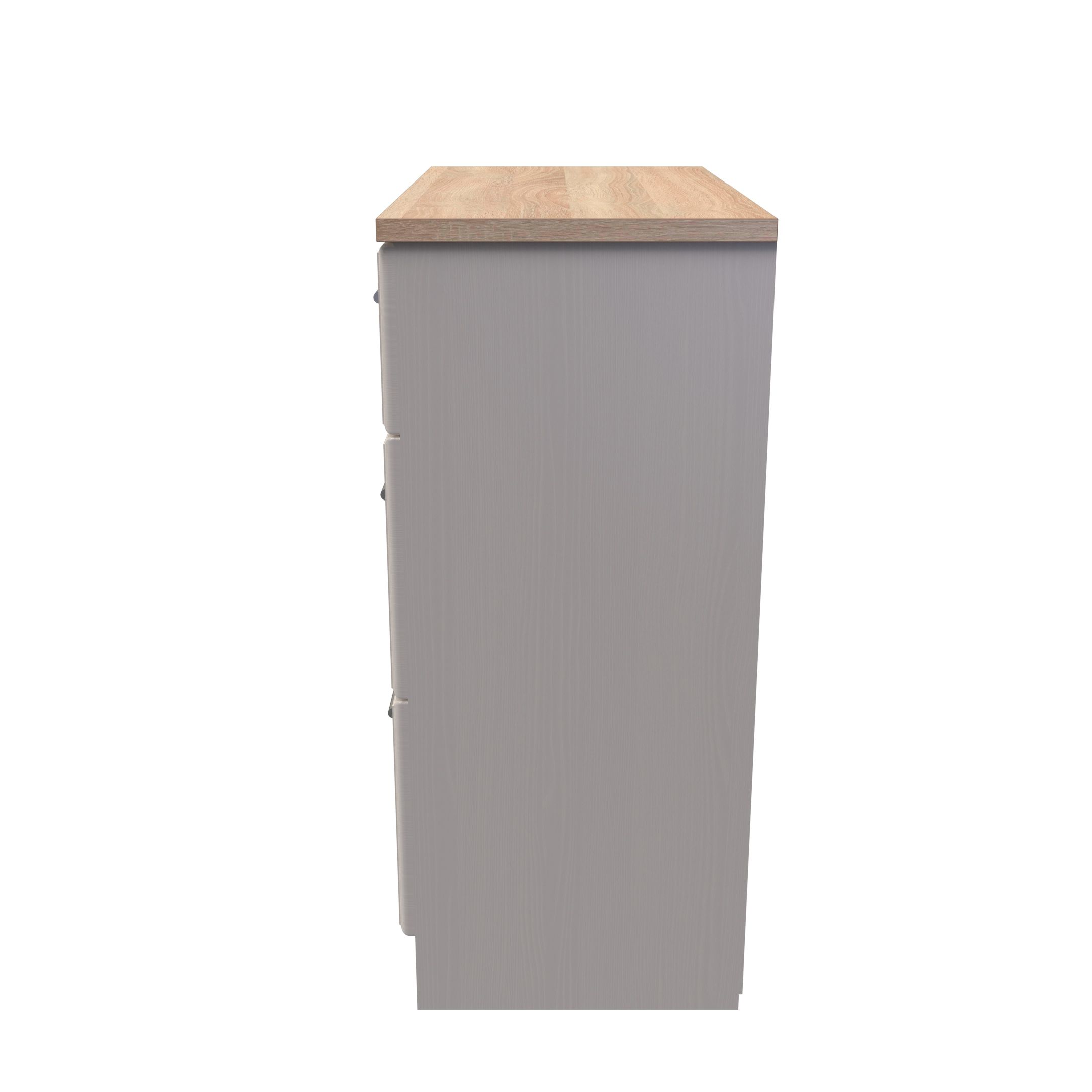 Kent Ready assembled Matt beige light oak effect 3 Drawer Chest of drawers (H)885mm (W)765mm (D)415mm