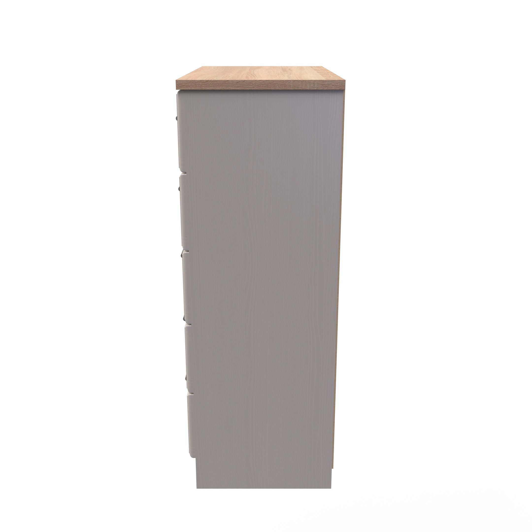 Kent Ready assembled Matt beige light oak effect 5 Drawer Chest of drawers (H)1075mm (W)765mm (D)415mm