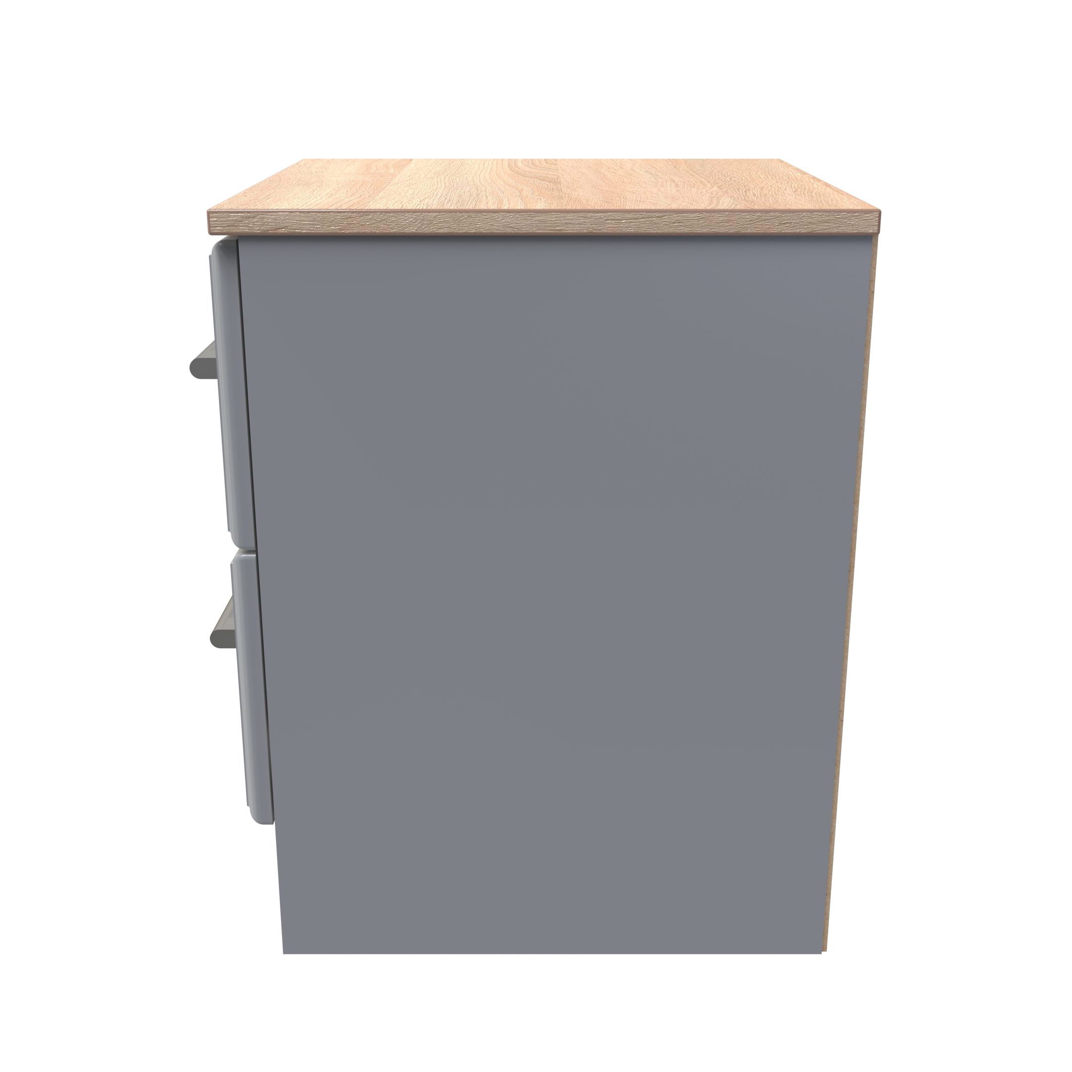 Kent Ready assembled Matt dark grey light oak effect 2 Drawer Bedside chest (H)505mm (W)395mm (D)415mm