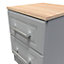 Kent Ready assembled Matt dark grey light oak effect 2 Drawer Bedside chest (H)505mm (W)395mm (D)415mm